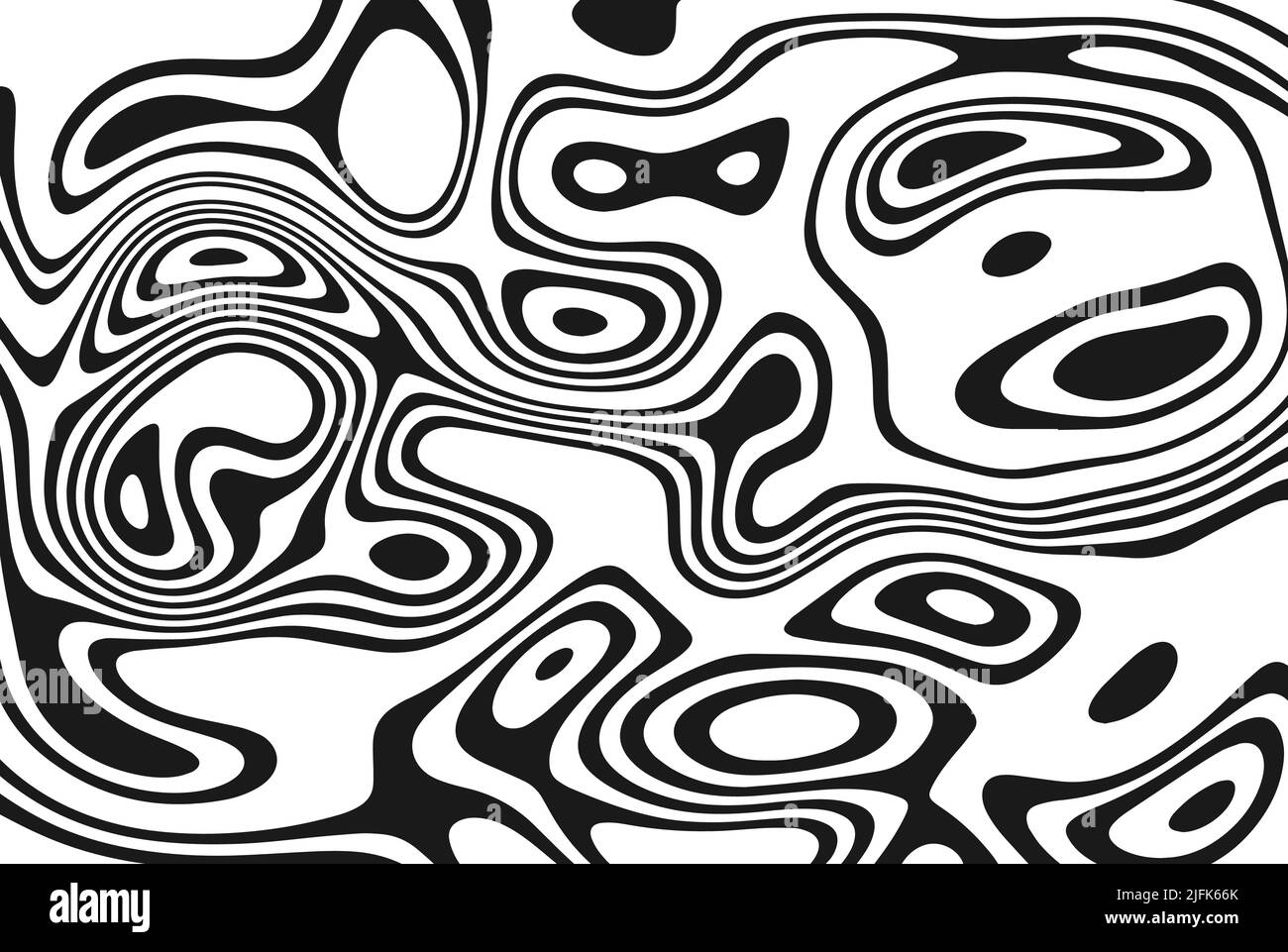 Schwarz-Weiß-Design. Muster mit optischer Illusion. Abstrakter geometrischer Hintergrund. Vektorgrafik. Stock Vektor