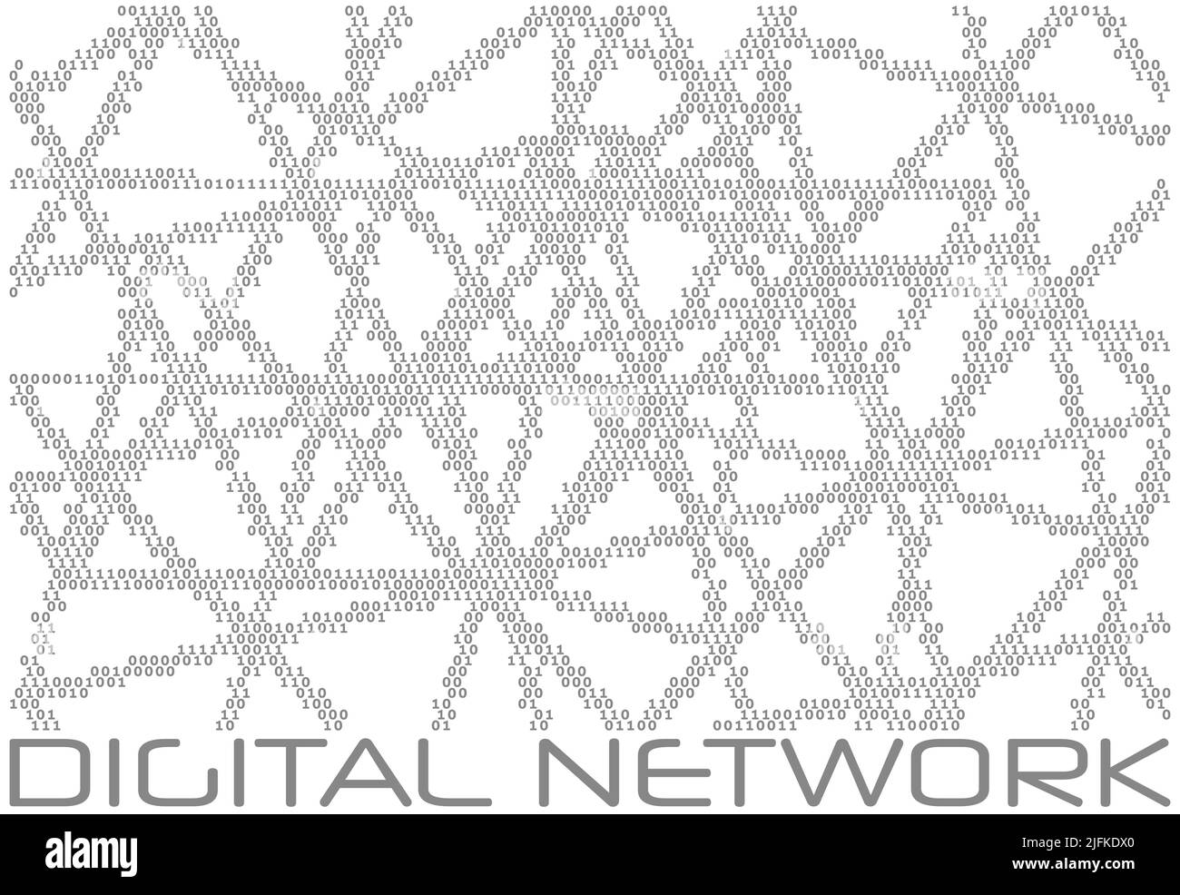 Digitales Kommunikationsnetzwerk. Binäre Codezeilen durch Einsen und Nullen. Vektorgrafiken Stock Vektor