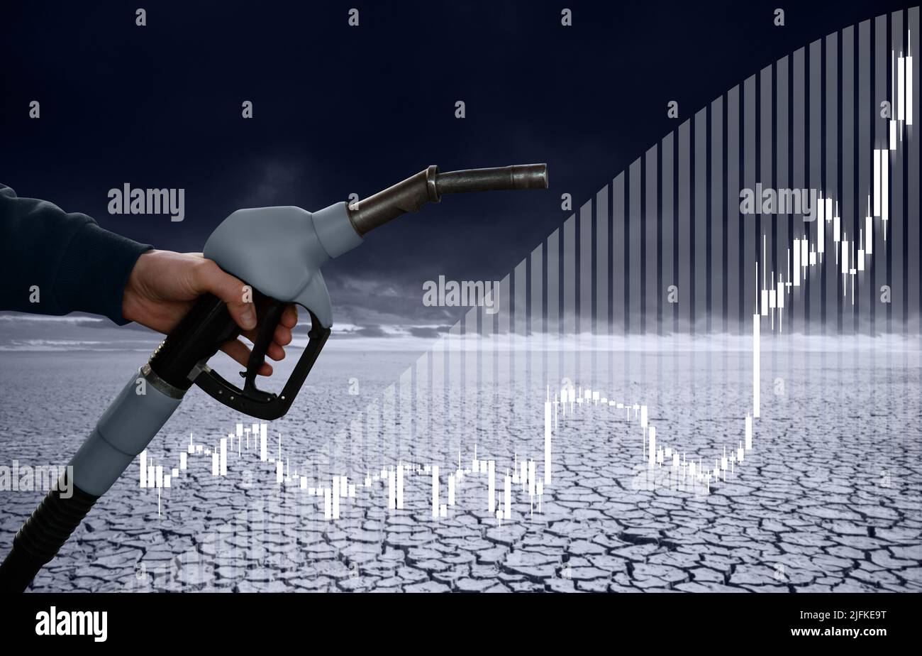 Konzept einer Kraftstoffkrise aufgrund steigender Preise. Stockfoto
