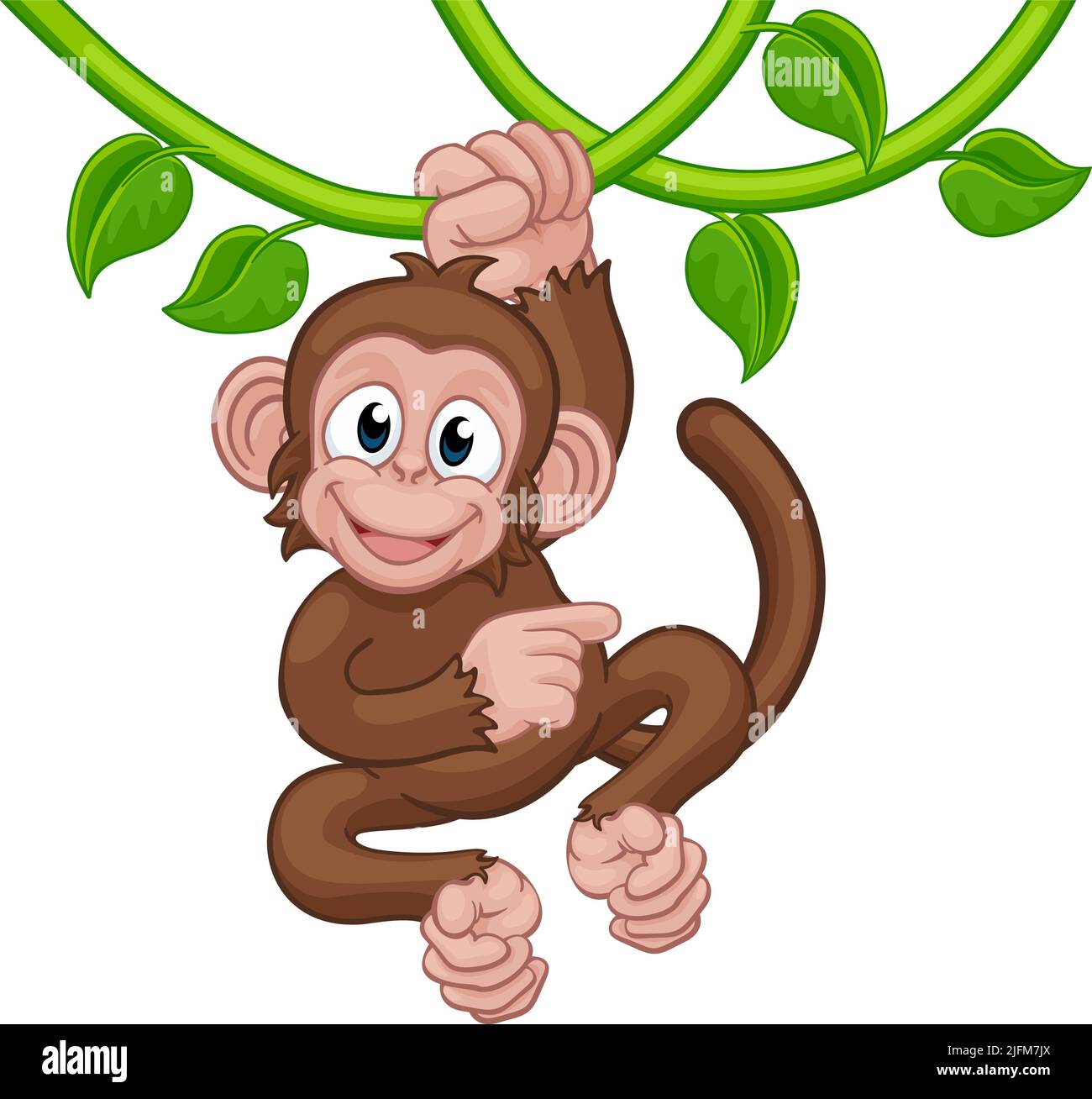 Affen Singen Auf Jungle Vines Zeigenden Cartoon Stock Vektor