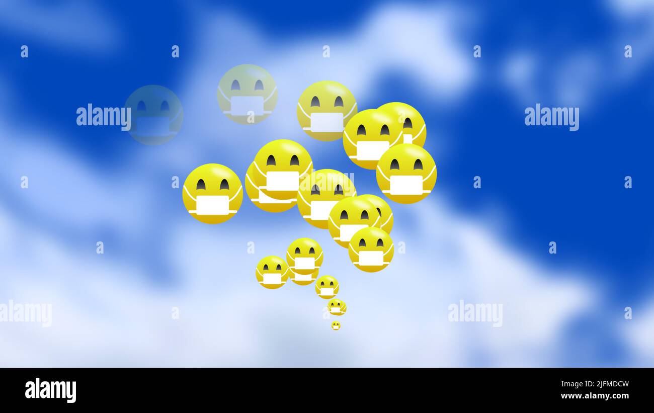Senden Maske Emoji in krank und ungesund Tag Animation. Teilen von Emoji auf Internetclips. Stockfoto