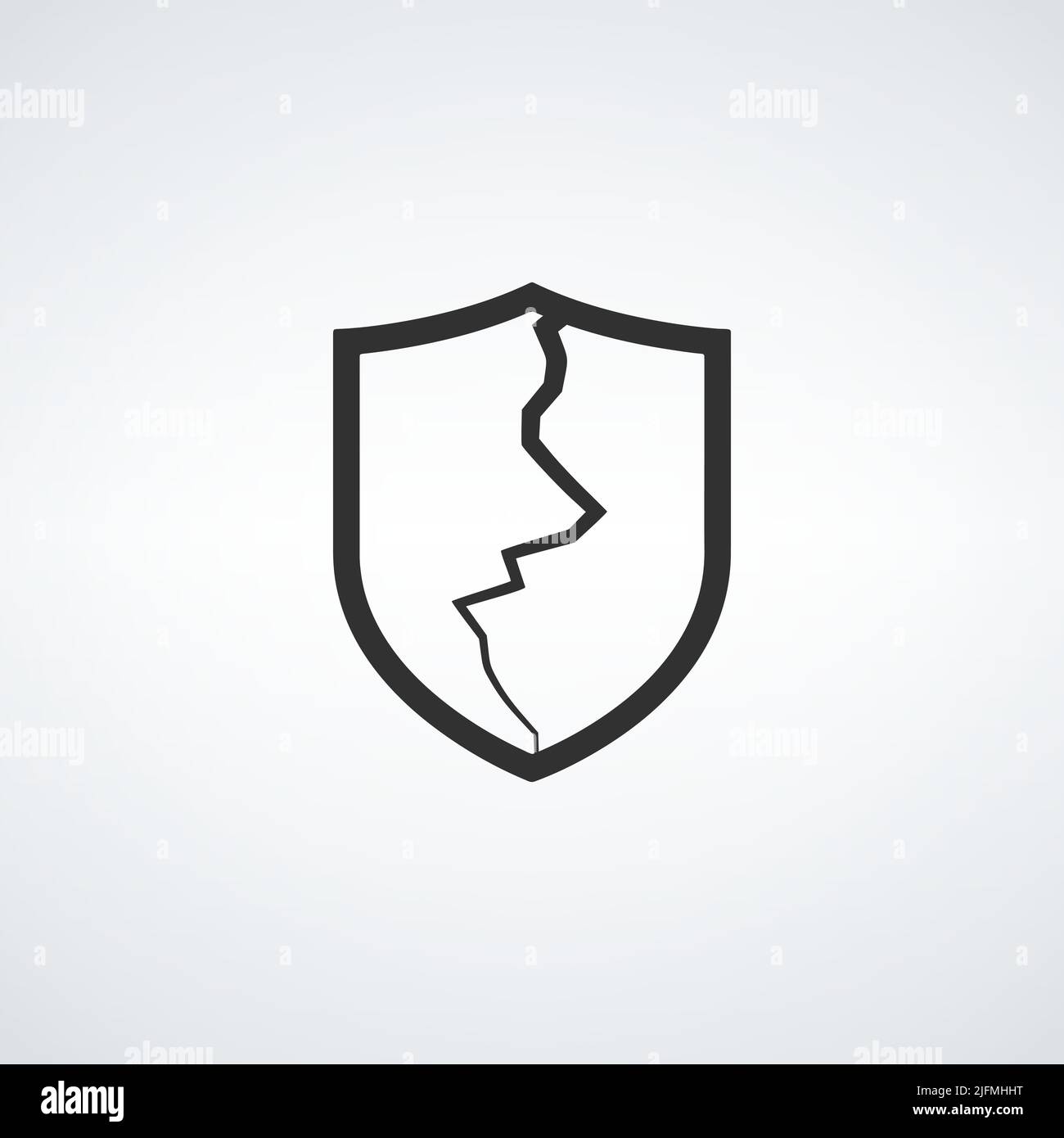 Zerbrochener Sicherheitsschutz mit Riss. Vektordarstellung auf weißem Hintergrund isoliert. Stock Vektor