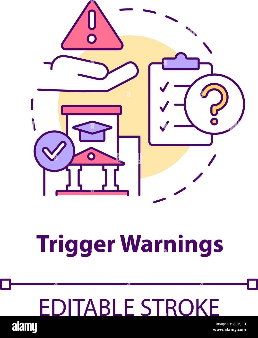 Symbol für das Konzept „Triggerwarnungen“ Stock Vektor
