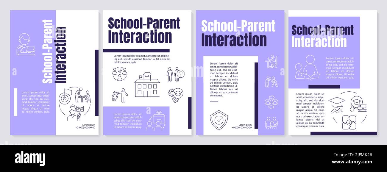Schule Elterninteraktion lila Broschüre Vorlage Stock Vektor