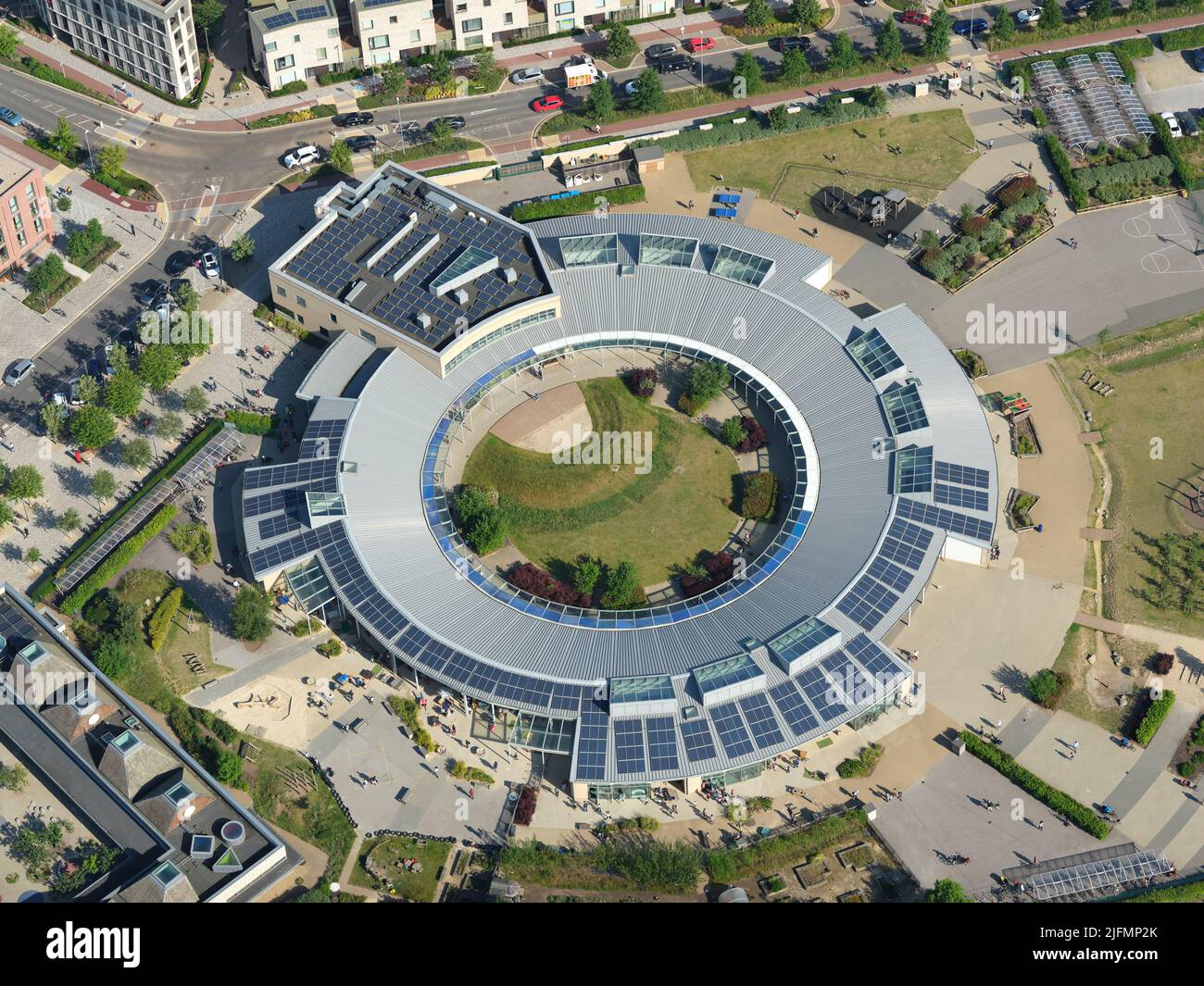 LUFTAUFNAHME. Grundschule, University of Cambridge, Cambridgeshire, England, Vereinigtes Königreich. Stockfoto