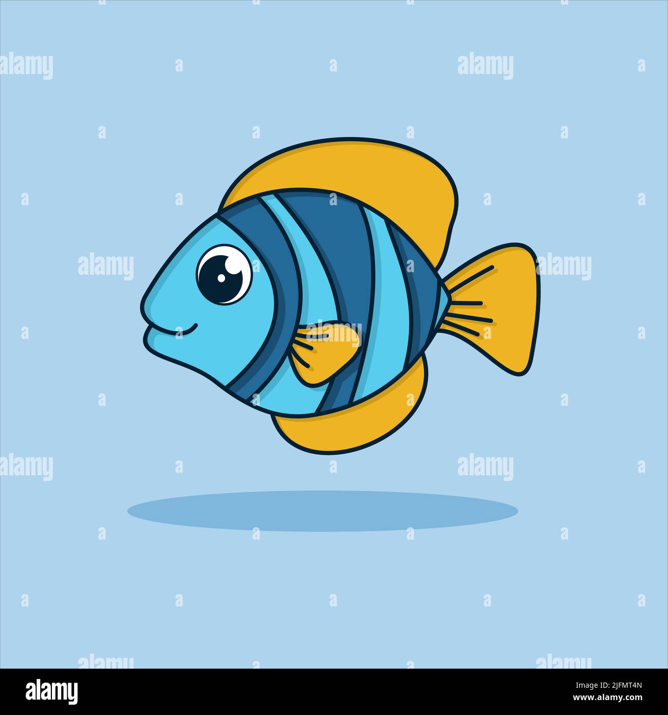 Niedlichen Fisch Vektor-Symbol Illustration. Flache Cartoon-Stil. Tier Natur Icon Konzept Stock Vektor