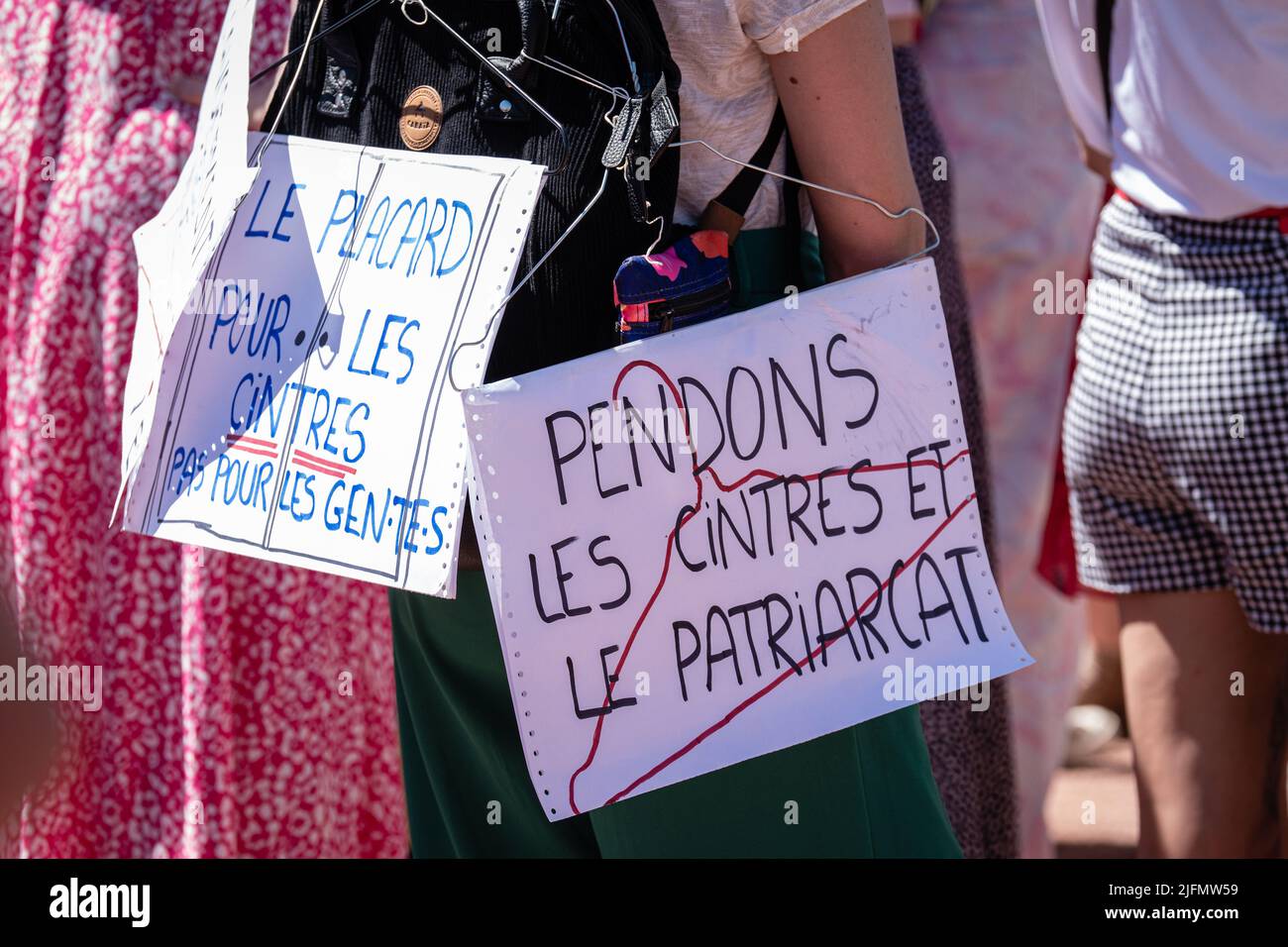 Frankreich, Lyon, 2022-07-02. Demonstration zur Unterstützung der Abtreibungsrechte in den Vereinigten Staaten. Stockfoto