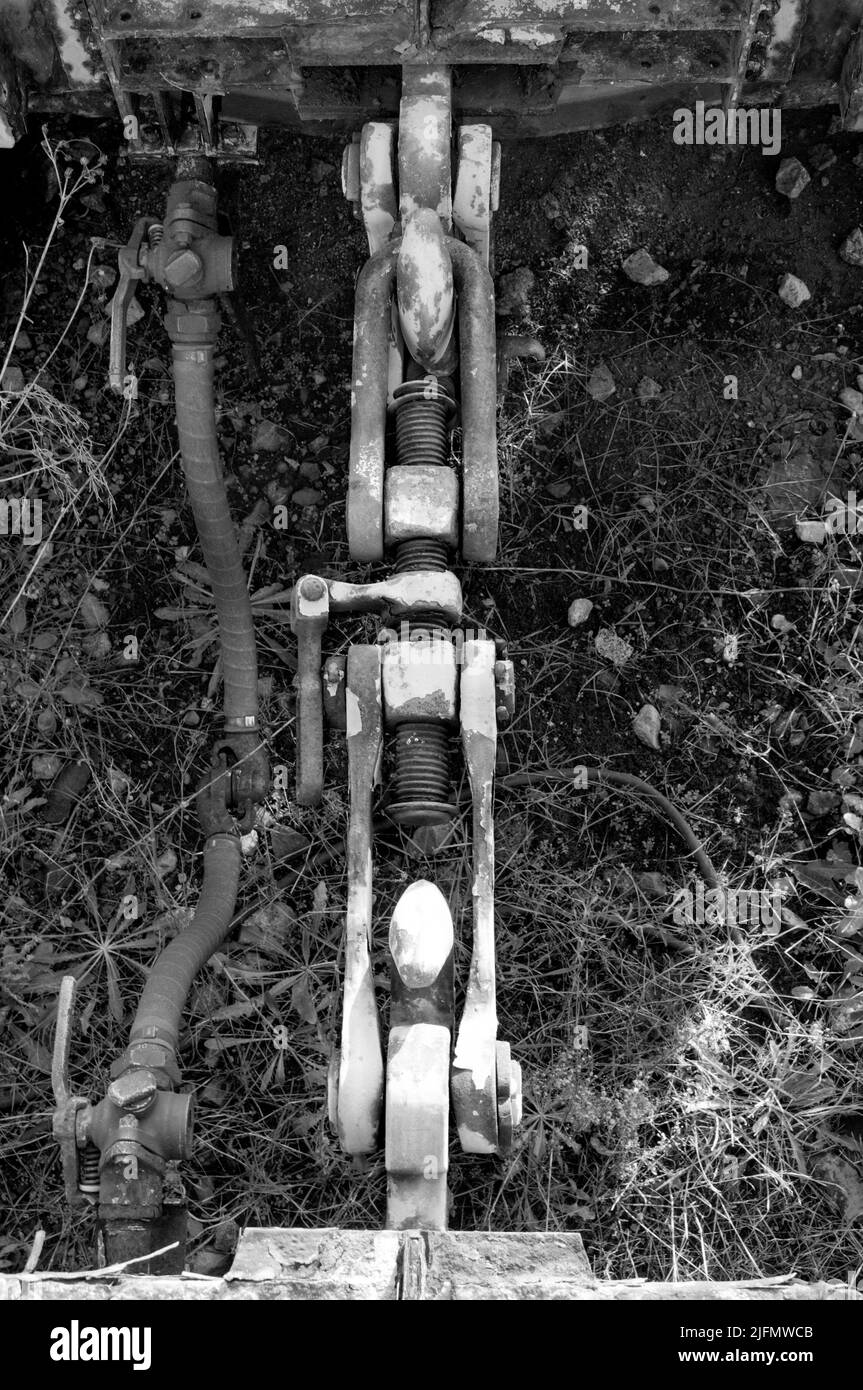 Zug Kopplung der schwarz-weiß schön Stockfoto