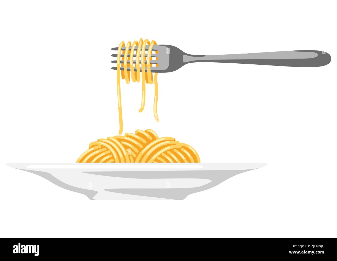 Illustration der italienischen Pasta Spaghetti. Kulinarisches Bild für Menü von Cafés und Restaurants. Stock Vektor