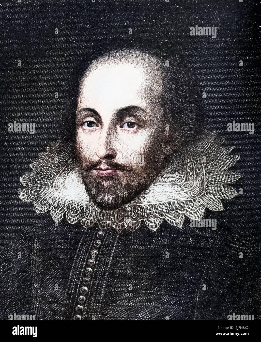 Portrait von William Shakespeare aus dem Buch "eine Kunstausgabe von Shakespeare, klassifiziert als Komödien, Tragödien, Geschichten und Sonette, jeder Teil in chronologischer Reihenfolge angeordnet, einschließlich einer Liste von bekannten Zitaten"; Von Charles und Mary Lamb und Mary Seymour, illustriert von Sir John Gilbert Erscheinungsdatum 1889 Verlag Chicago, U. S. Verlag Stockfoto