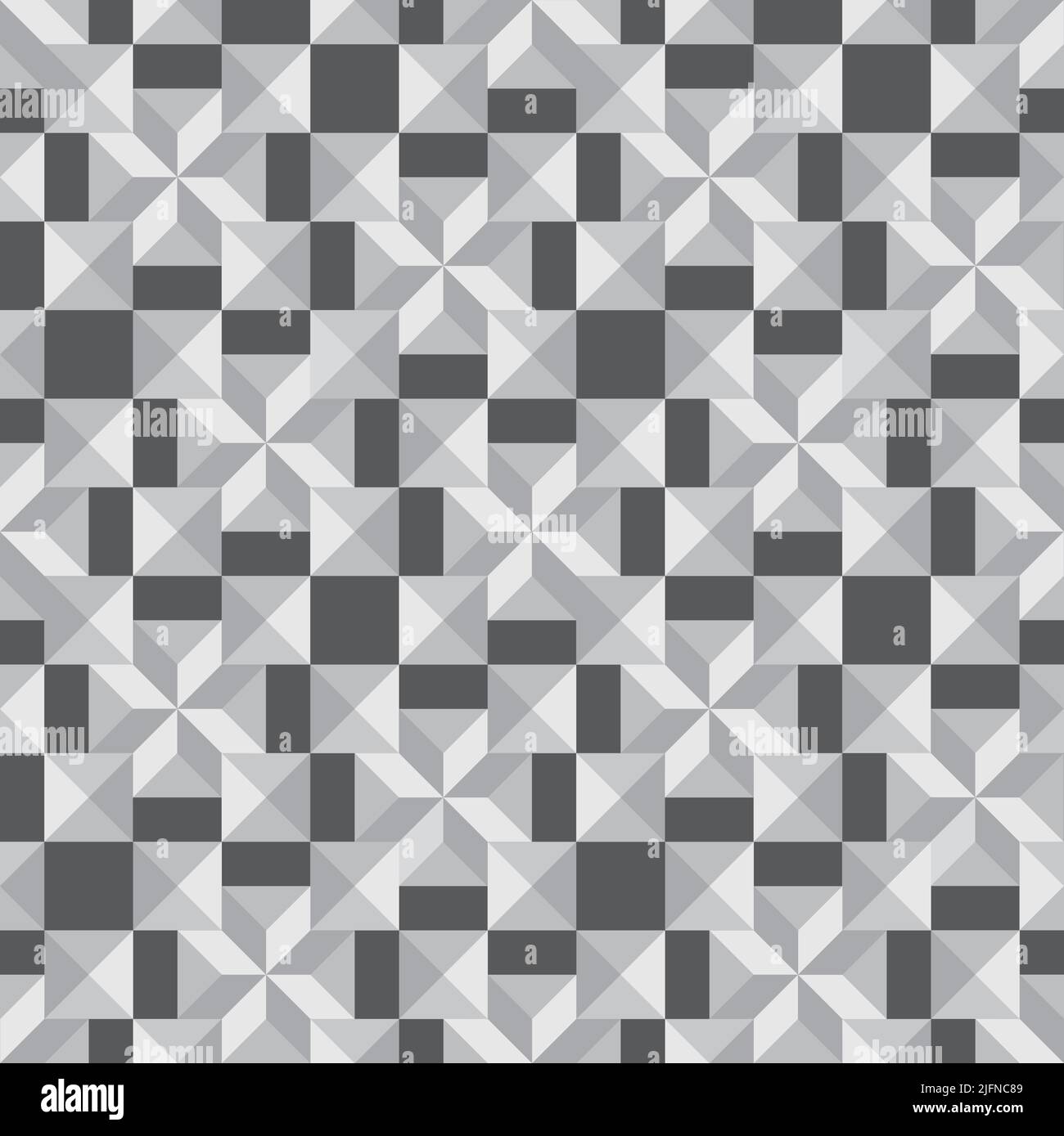 Abstraktes geometrisches Fliesenmosaik mit nahtlosem Muster. Stilvolles monochromes Ornament aus geometrischen Formen Stock Vektor