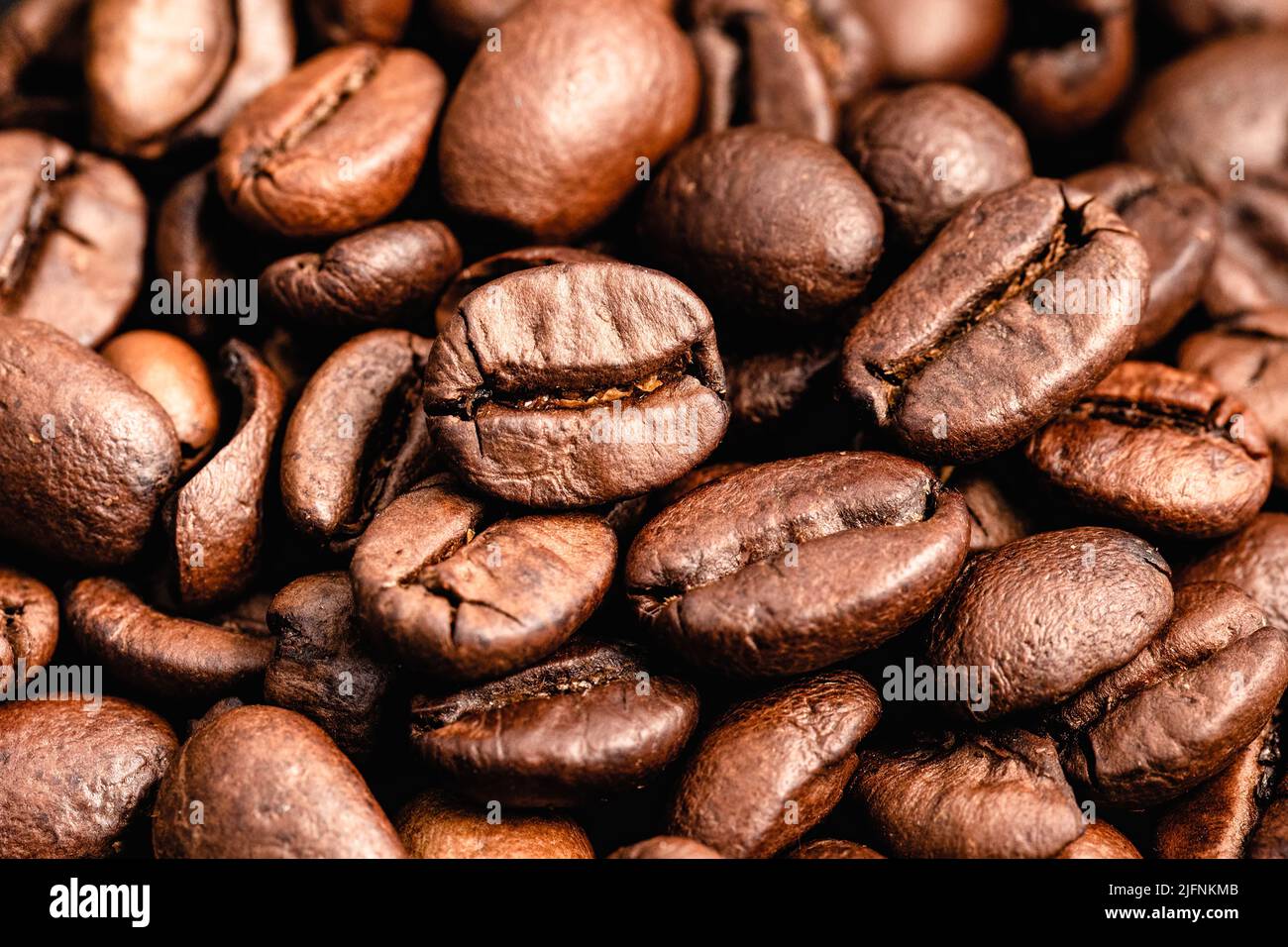Nahaufnahme von Kaffeebohnen Stockfoto