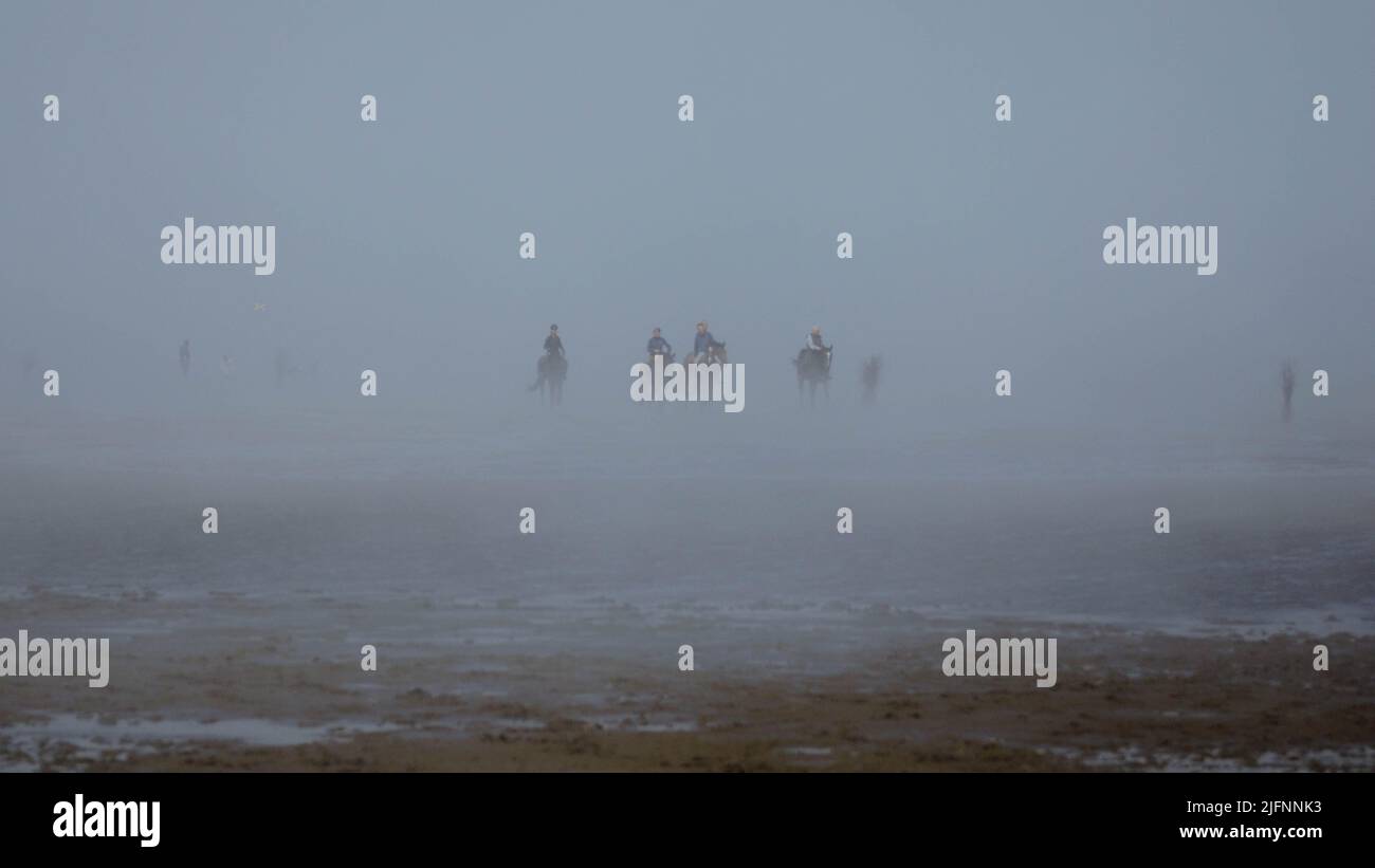 Reiten bei Ebbe in Deutschland Stockfoto