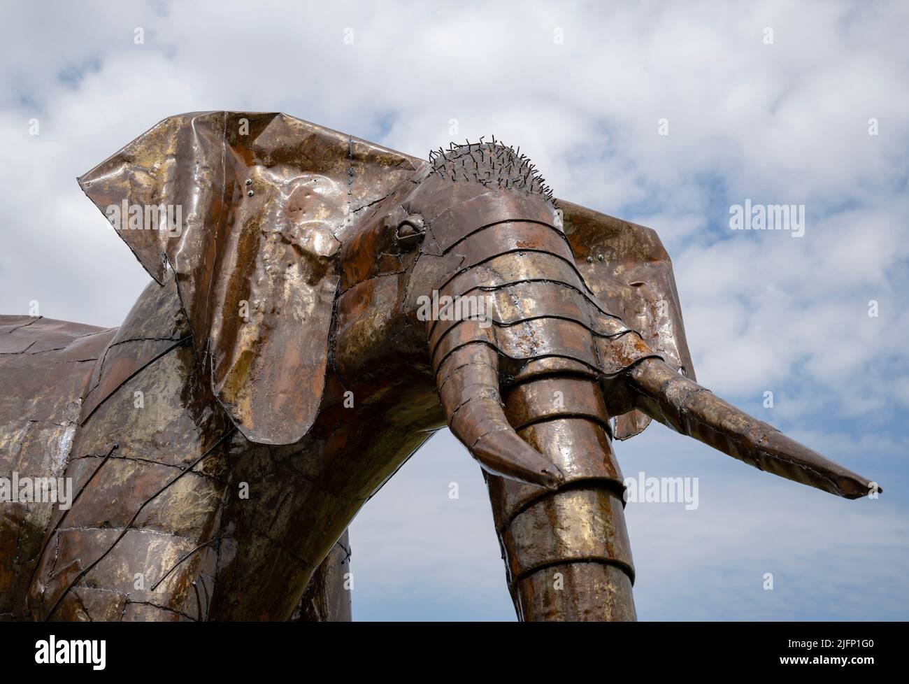 Das Britische Eisenwerk Center, Asiatische Elefantenausstellung/Skulptur Stockfoto