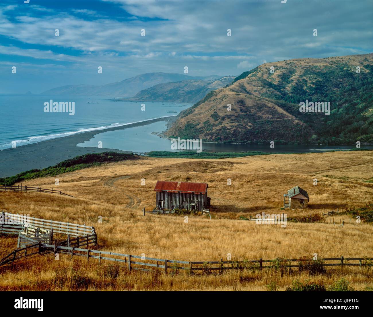 Ranch, Mattole River, King Range National Conservation Area, The Lost Coast, Humboldt County, Kalifornien Stockfoto