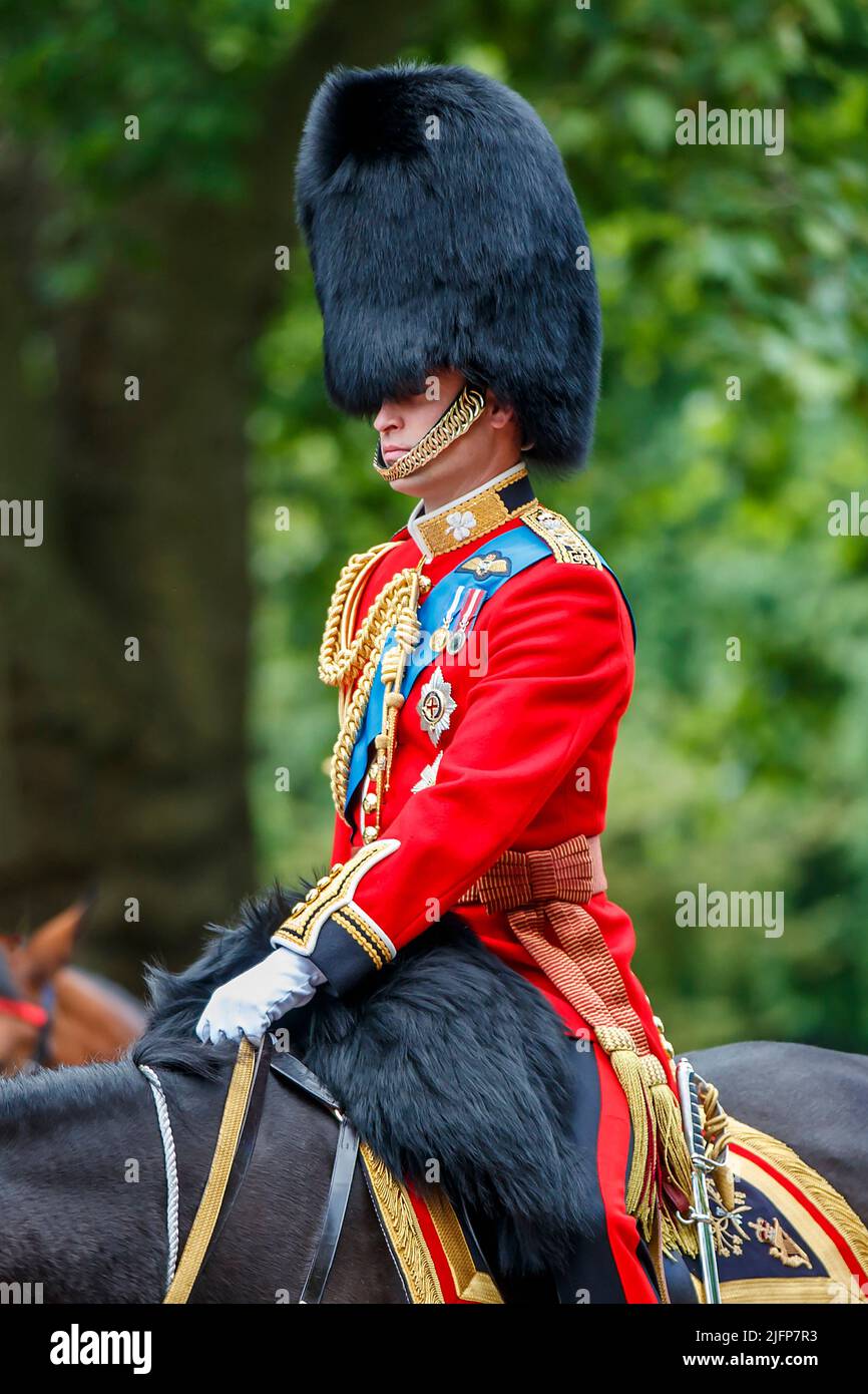 Seine Königliche Hoheit, der Herzog von Cambridge bei Trooping the Color, Colonel’s Review in the Mall, London, England, Großbritannien Stockfoto