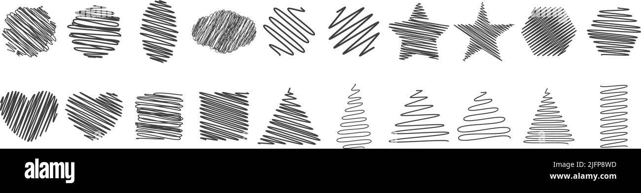 Sammlung von Doodle Linie Scribble mit geometrischen Form Design für Element Stock Vektor