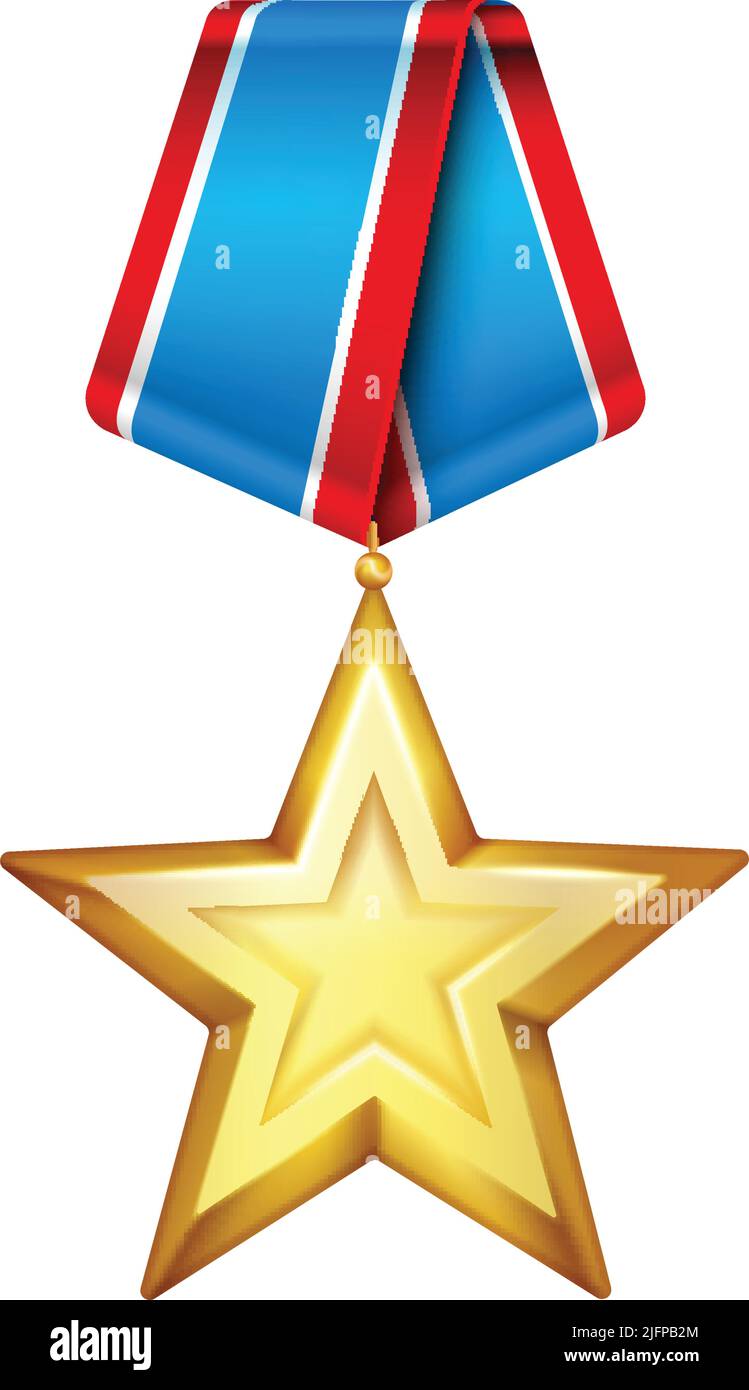 Award Medaille realistische Komposition mit isolierten Bild der sternförmigen Medaille auf leeren Hintergrund Vektor-Illustration Stock Vektor