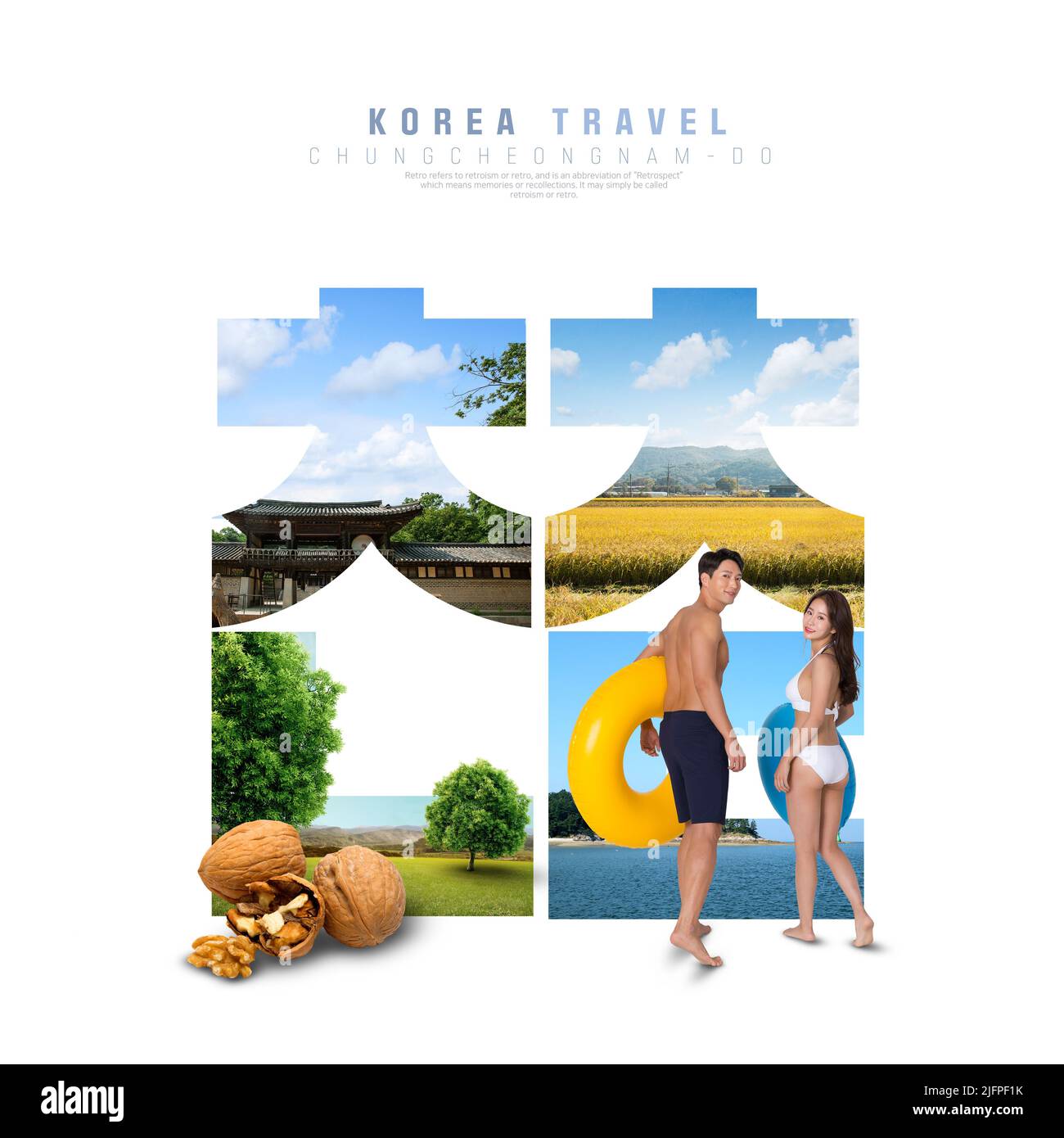 Travel Chungcheongnam do, Korea Graphic Poster Stockfoto