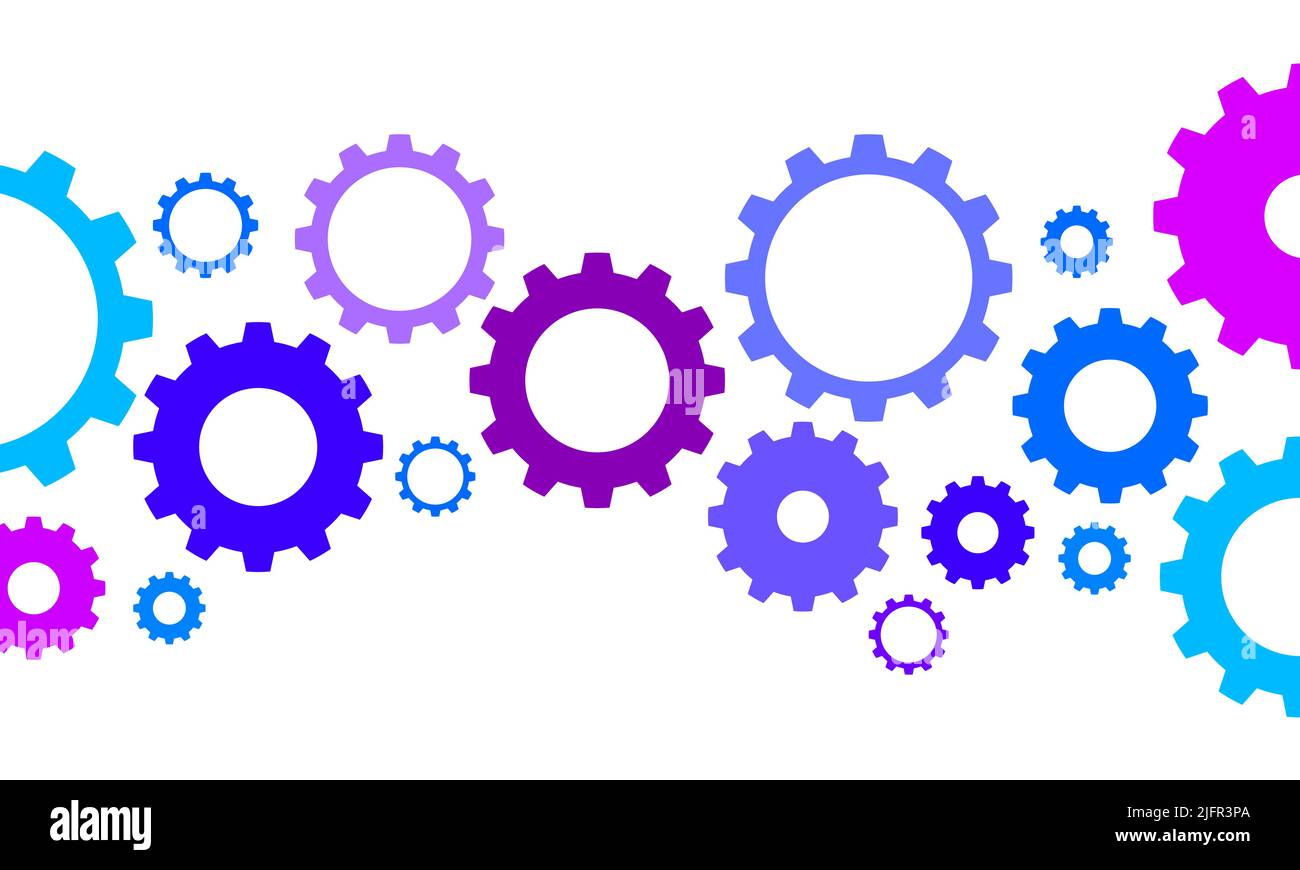 Abbildung Zahnradsatz. Zahnradsatz für Banner und Header. Vektorgrafik Stock Vektor