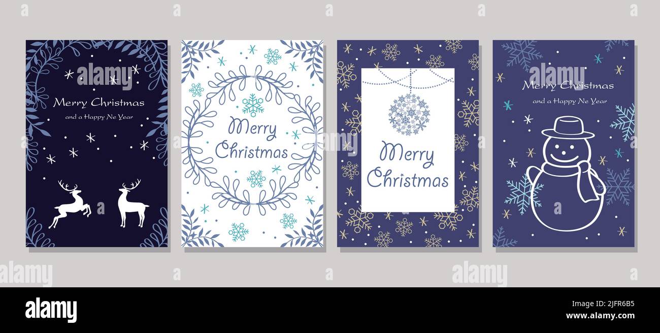 Satz von Vektor-Weihnachtskarte isoliert auf Einem grauen Hintergrund. Stock Vektor