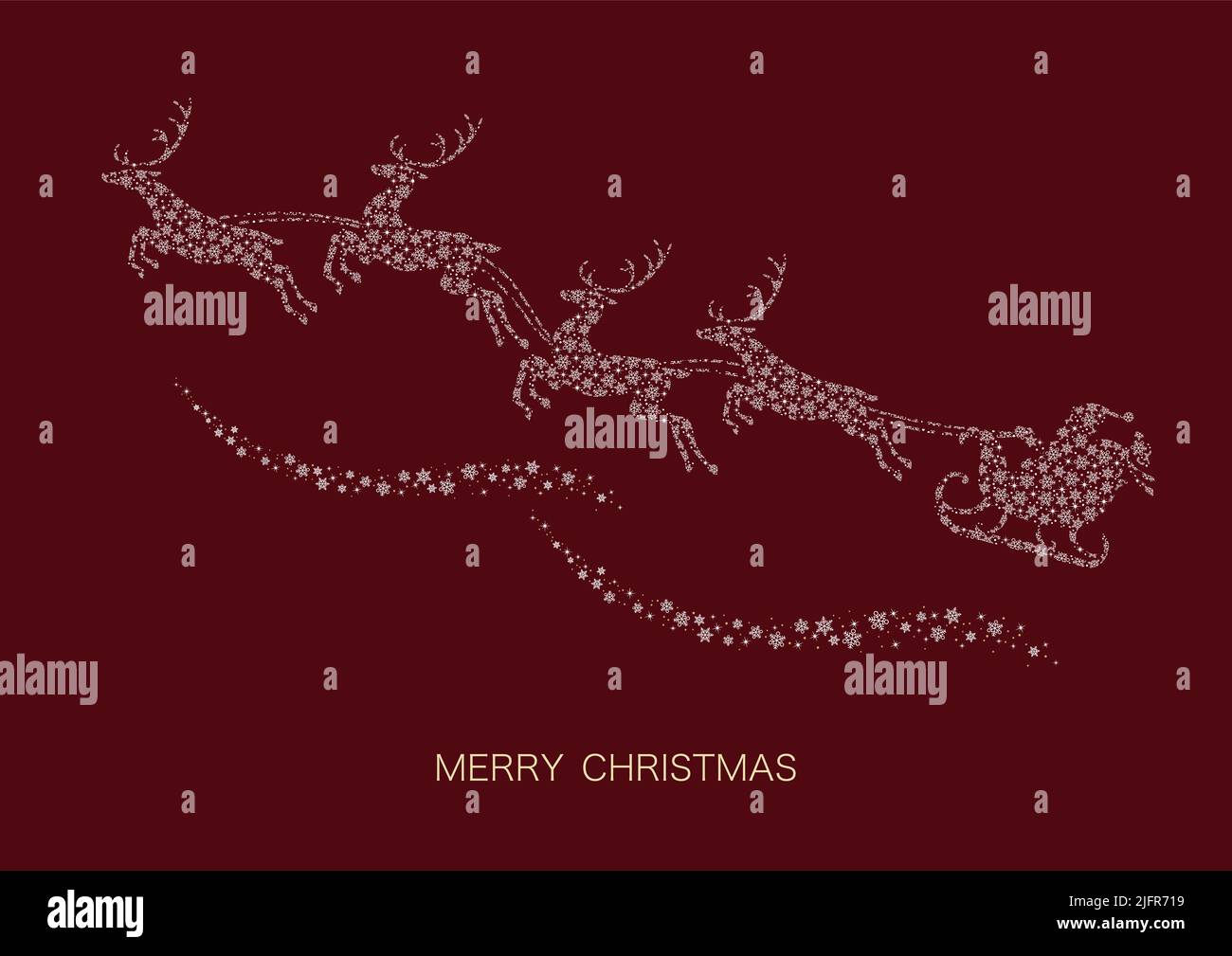 Rentier Silhouette mit Schneeflocke Muster isoliert auf Einem schwarzen Hintergrund. Weihnachten Symbol Vektor Illustration. Stock Vektor