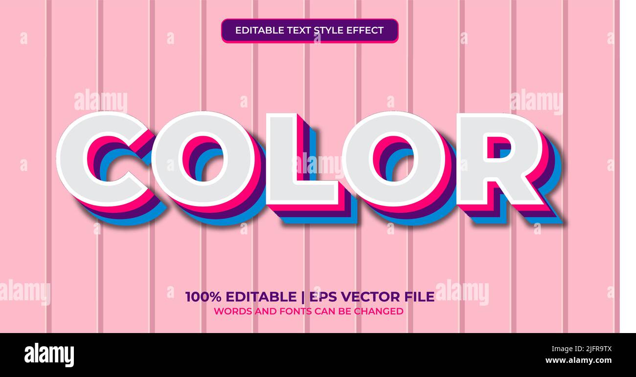 Bearbeitbarer Texteffekt bunt. Bearbeitbarer Texteffekt im mehrfarbigen Stil Stock Vektor