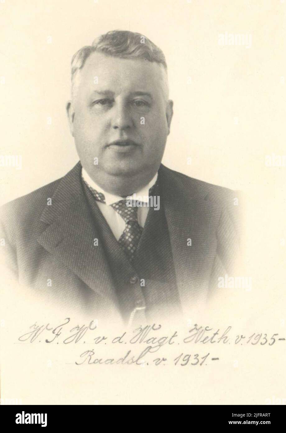 Herr W.F.W. van der Wagt; Stadtrat Stockfoto