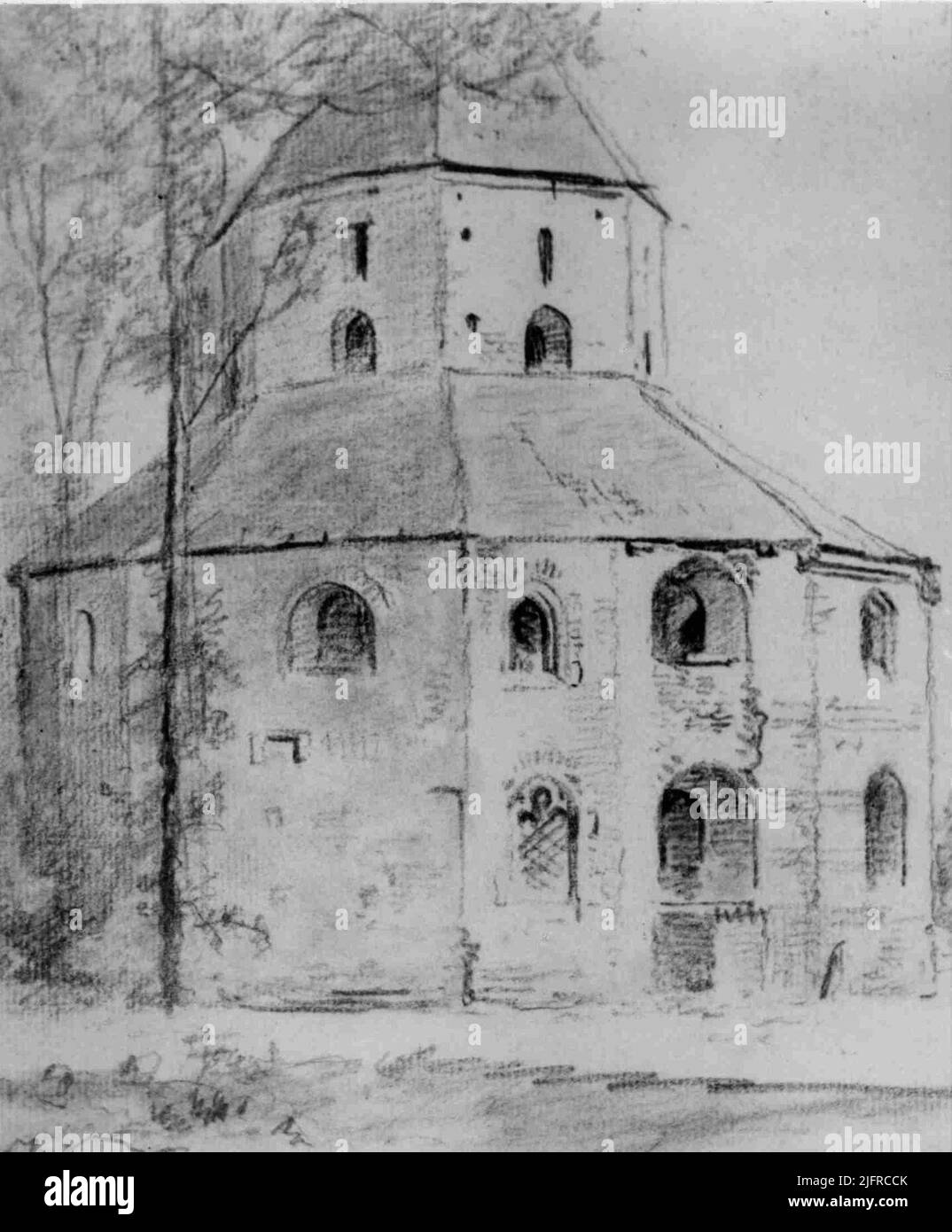 Eine Skizze der karolingischen Kapelle, von Barend Cornelis Koekkoek Stockfoto