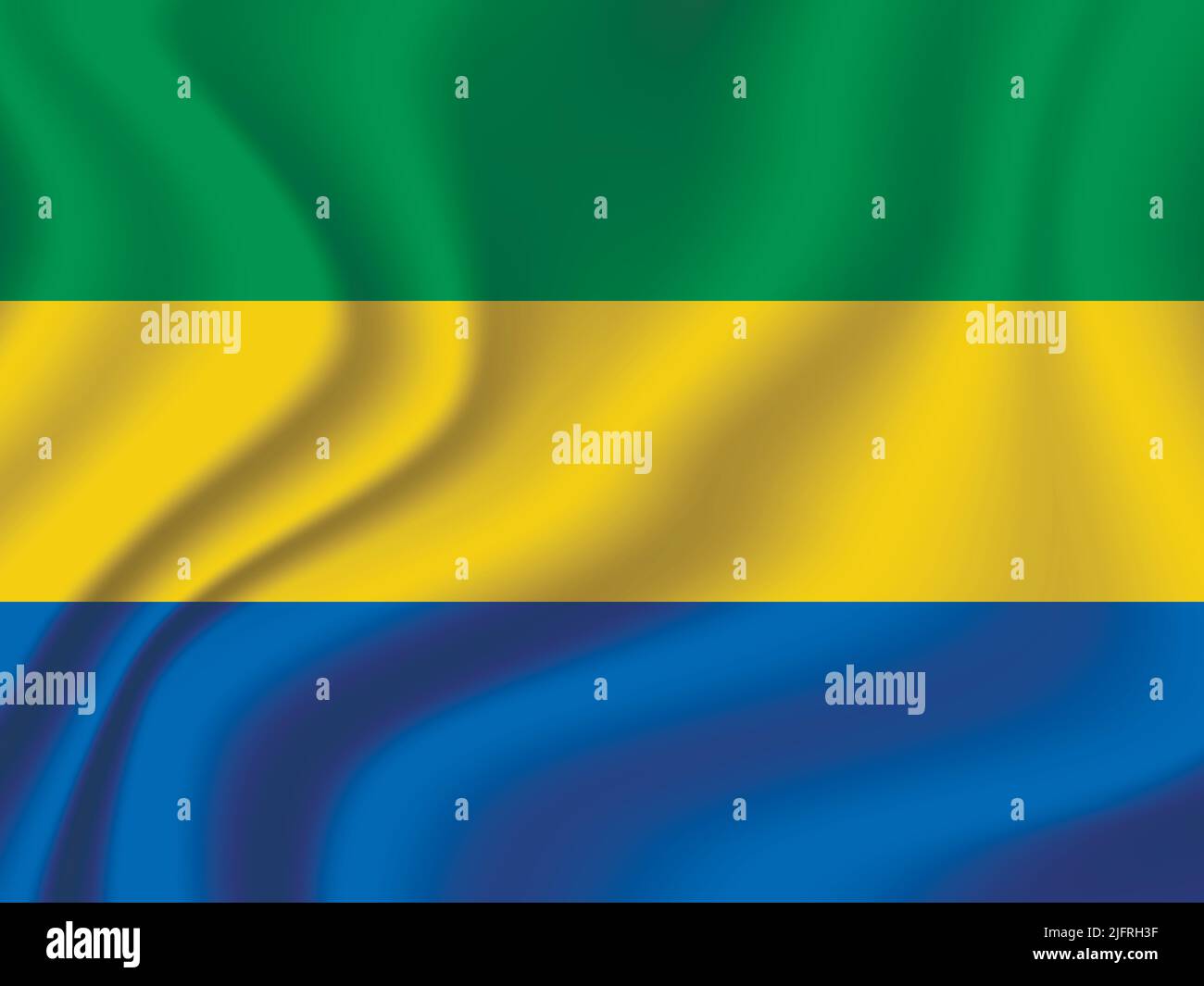 Flagge von Gabun. Nationales Symbol in offiziellen Farben. Vorlagensymbol. Abstrakter Vektorhintergrund Stock Vektor
