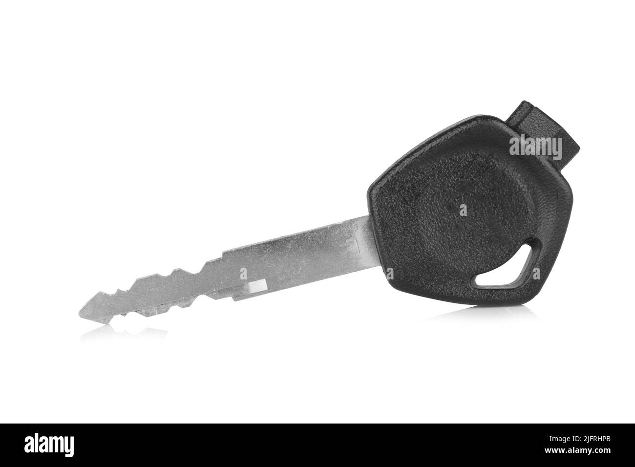 Schlüsselmotorrad isoliert auf weißem Hintergrund. Stockfoto