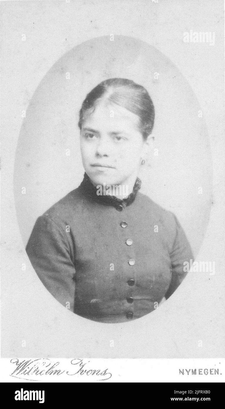 Die Tochter von P.A. De Leeuw, die ein Studio im Valkhof 15 hatte. Er lebte von 1833 bis 1909. Herr P.A. De Leeuw war der Großvater auf der mütterlichen Seite des Literators Dr. G.P.M. Knuvelder (1902-1982) Stockfoto