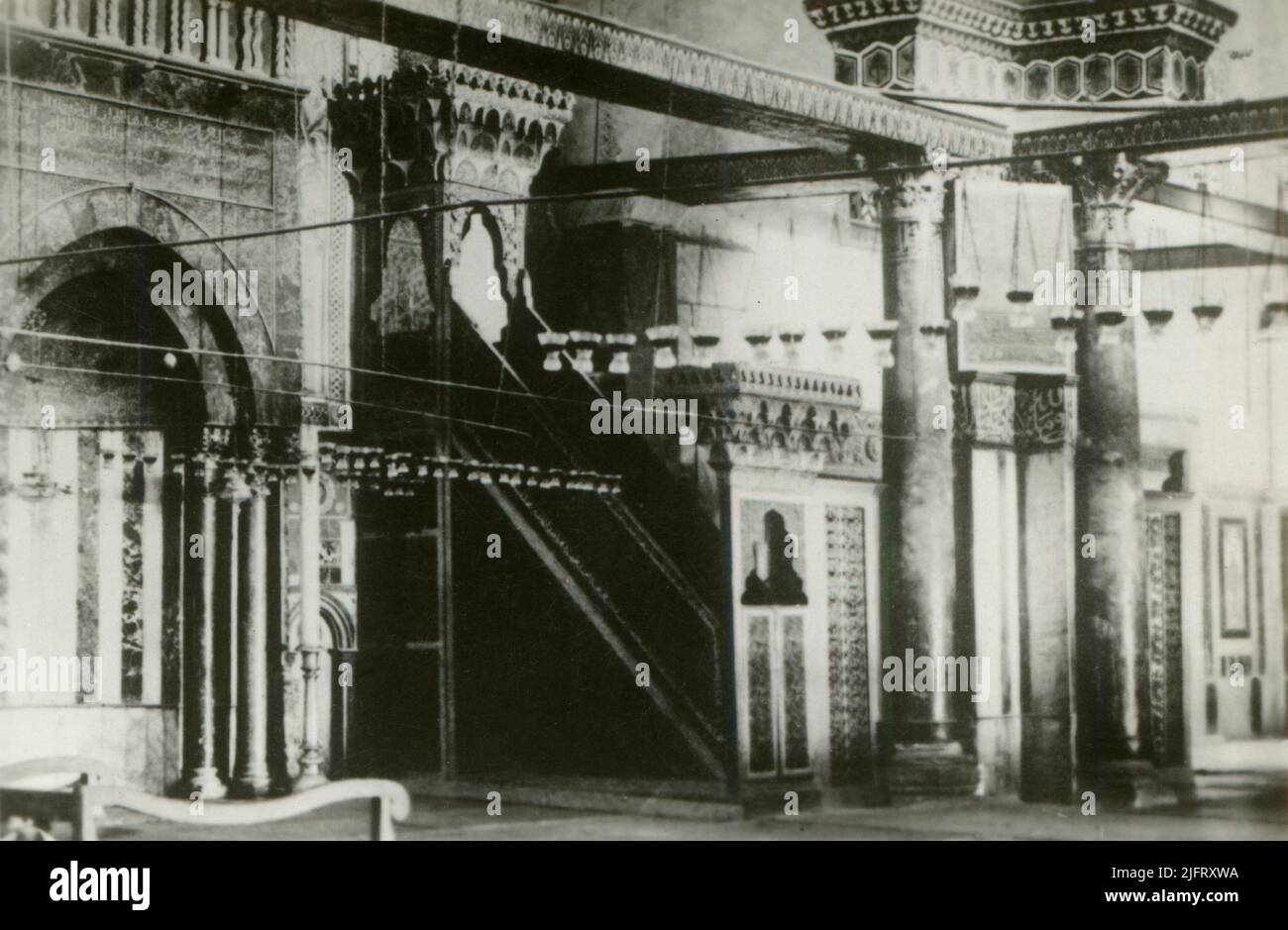 Die Minbar an der Al Aqsa Moschee auf dem Tempelberg in der Altstadt von Jerusalem. 1930s Stockfoto