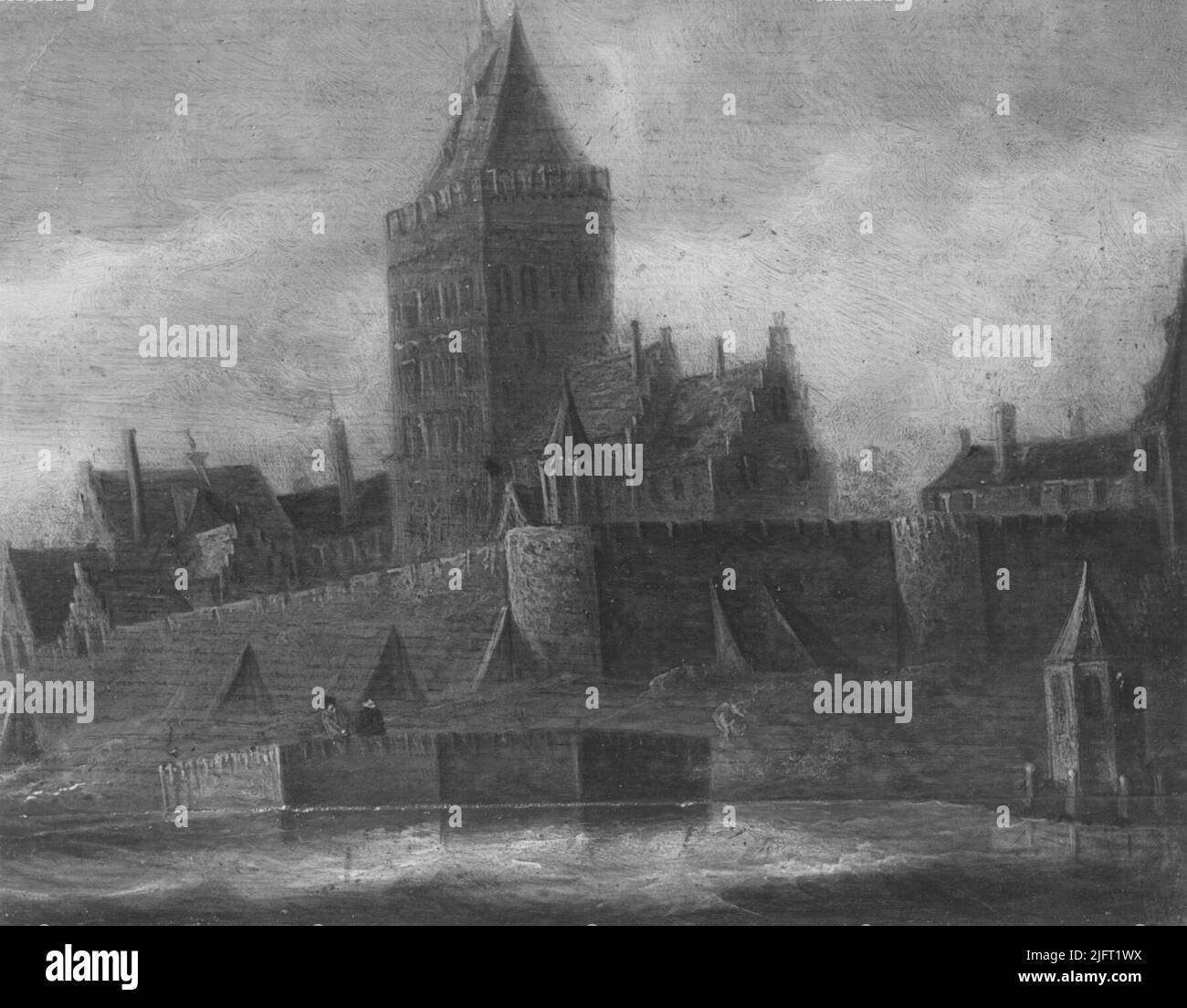 Eine Tafel von Frans Momper, die den Valkhof darstellt; das Original basiert auf dem Rijksmuseum Amsterdam Stockfoto