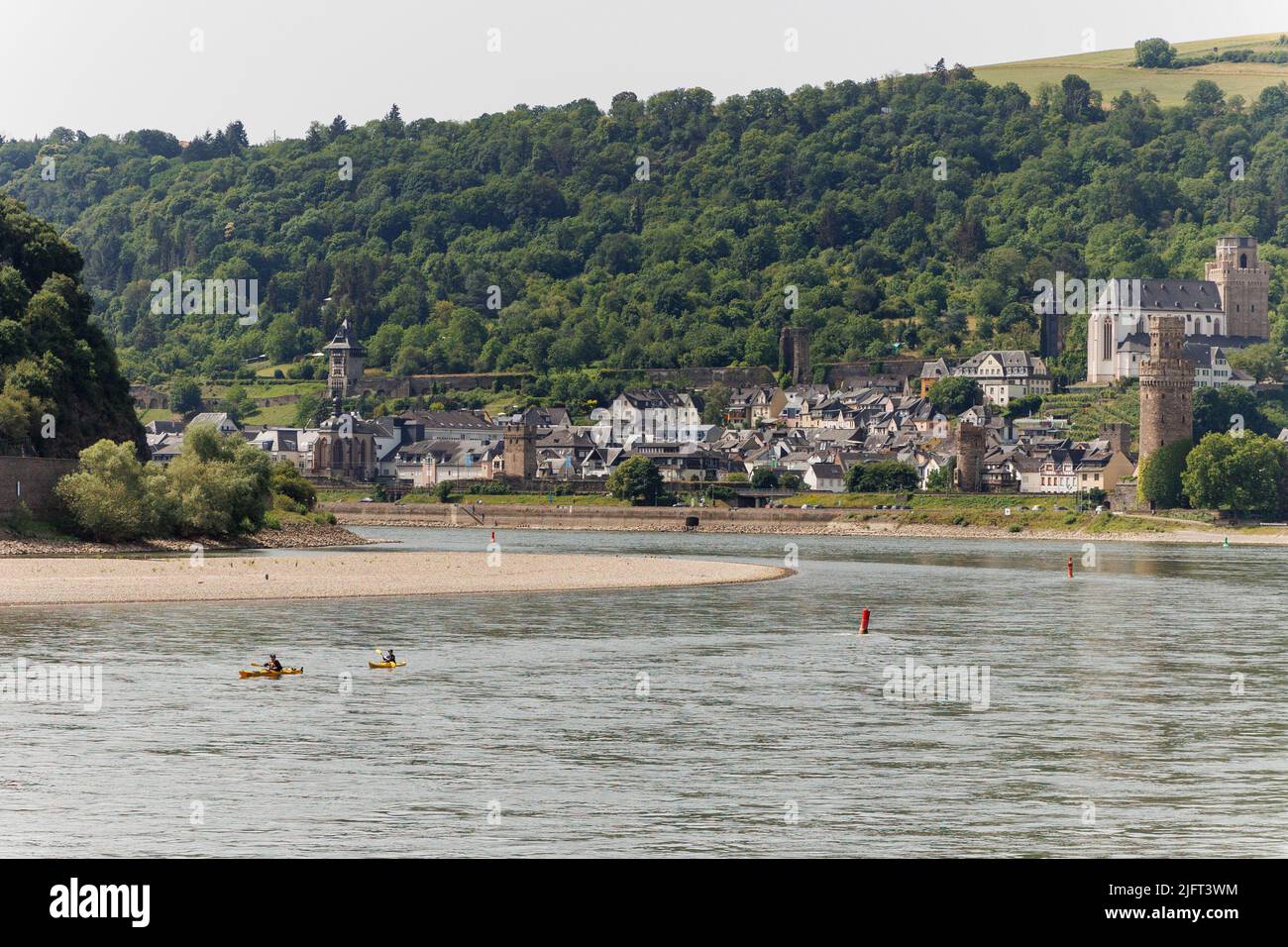 St. Goarshausen am Rhein, Deutschland. Berühmt für den nahe gelegenen Loreley Rock. Stockfoto