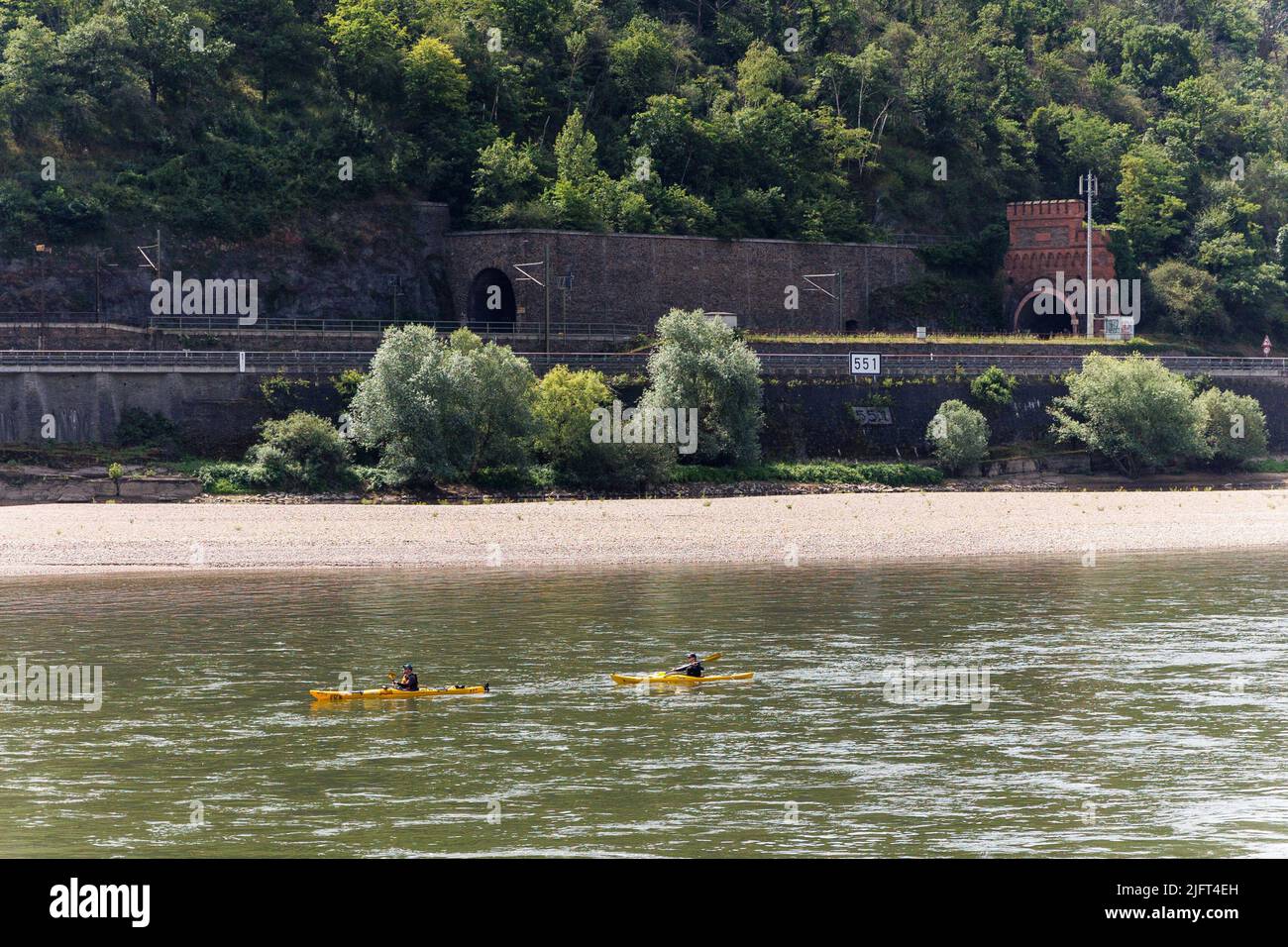 St. Goarshausen am Rhein, Deutschland. Berühmt für den nahe gelegenen Loreley Rock. Stockfoto