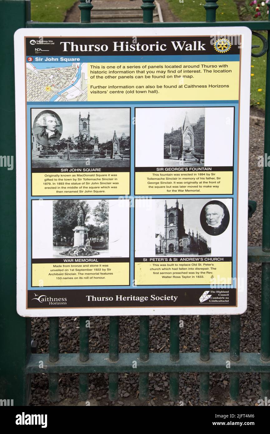 melden Sie sich für historische Spaziergänge durch thurso in der Stadt thurso an der Nordküste schottlands an Stockfoto