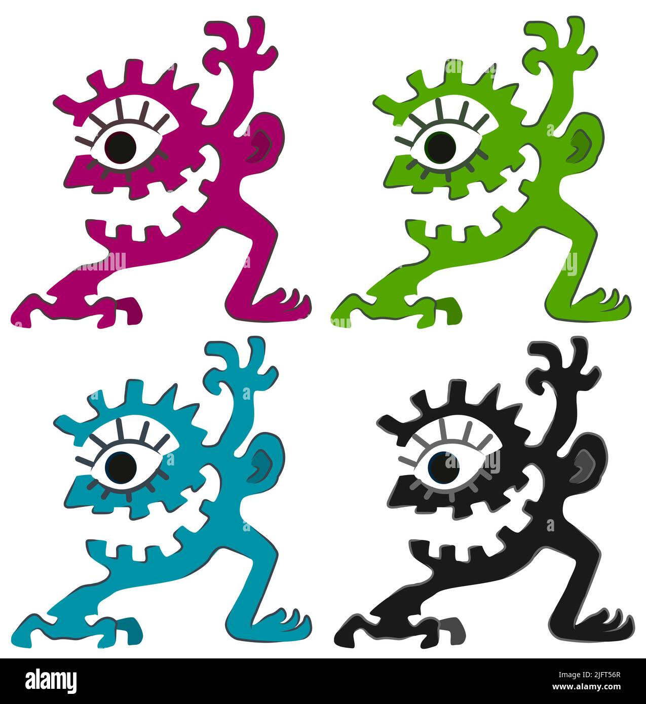 Surrealismus künstlerische wilde Auge Avatar Cartoon Design-Element, isolierte Vektor, horizontal Stock Vektor