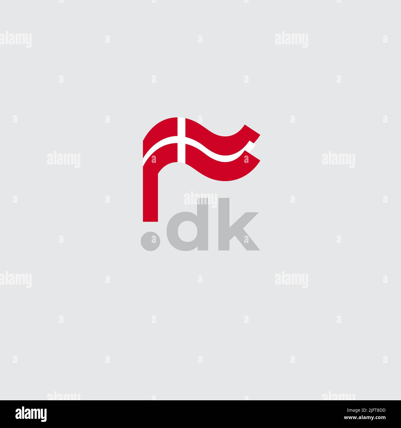 Flaggensymbol Dänemark. Original einfaches Design der dänischen Flagge auf weißem Hintergrund, Platz für Text. Design-Element, Vorlage nationales Poster, dk Domain Stock Vektor