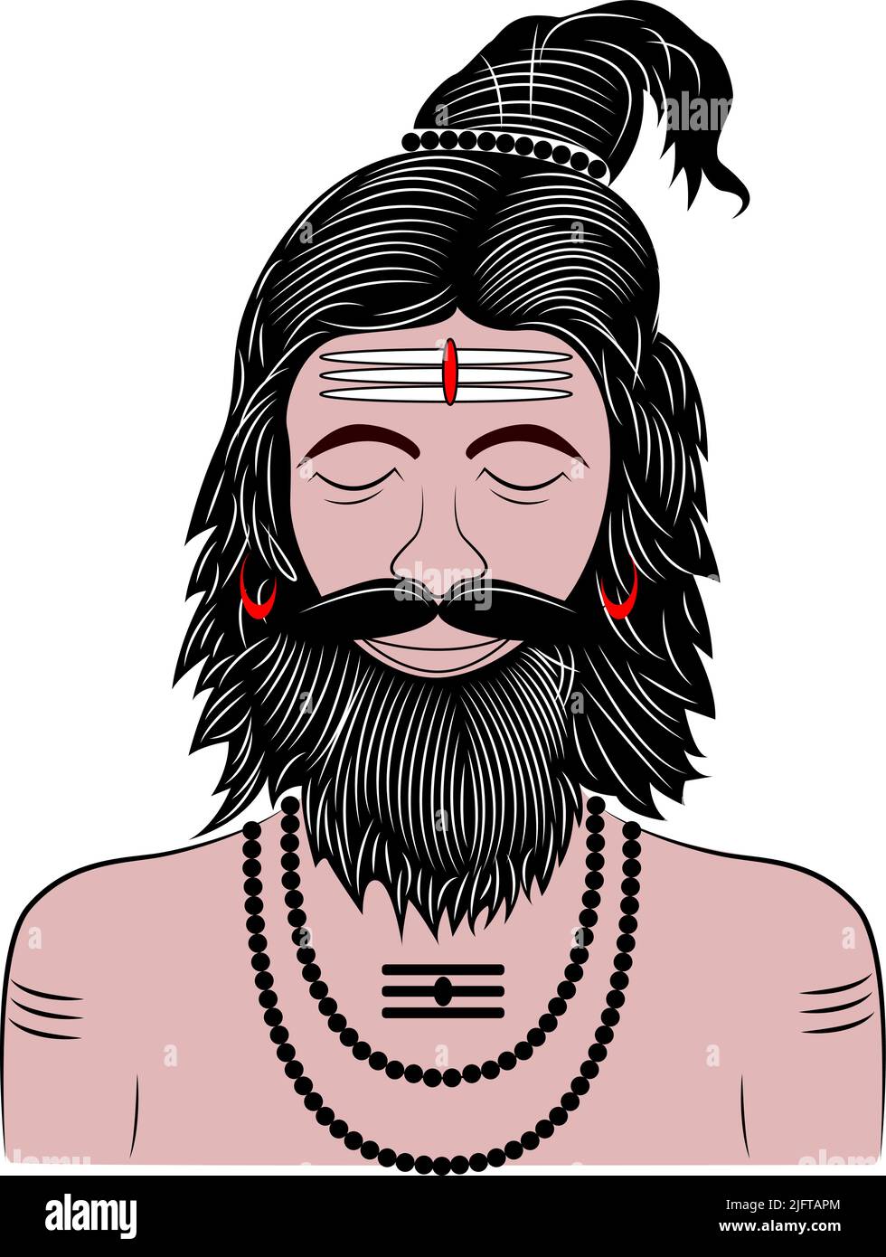 Buntes Hindu-Sadhu- oder Baba-Design auf weißem Hintergrund isoliert - Vektorgrafik Stock Vektor