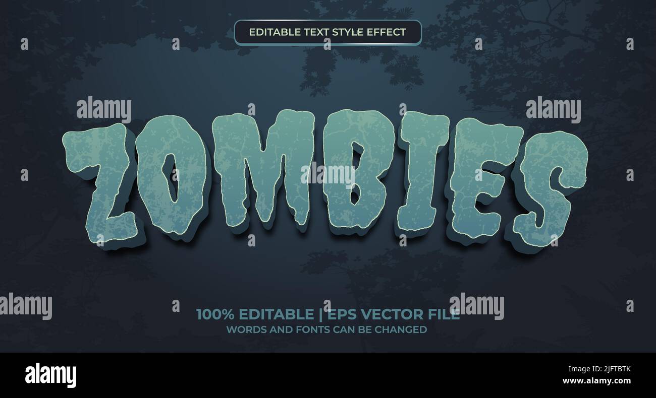 Zombie bearbeitbarer Texteffekt. Editierbarer Zombie Text Effekt Vektor moderner Stil Stock Vektor