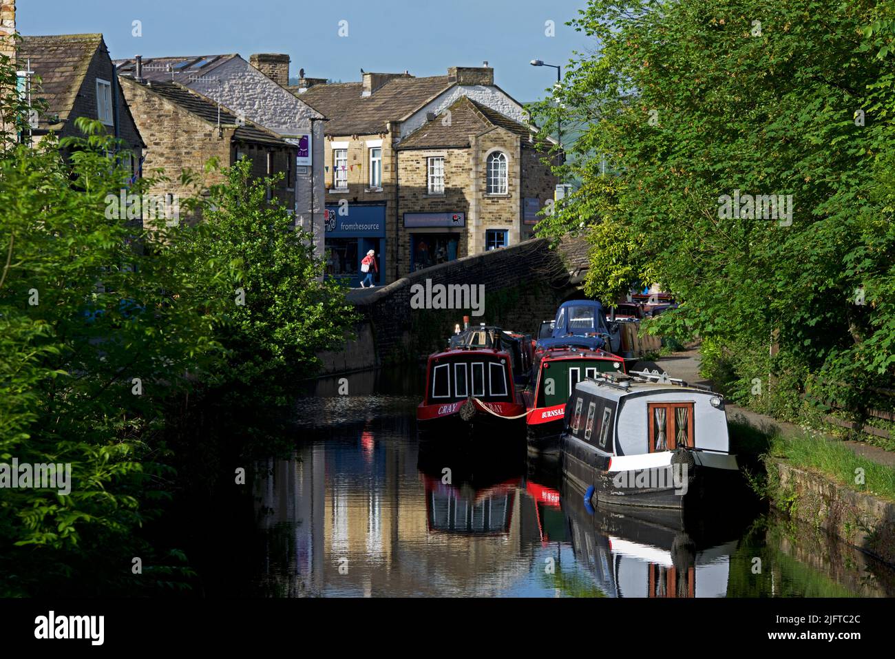 Der Leeds & Liverpool Canal in Skipton, North Yorkshire, England Stockfoto