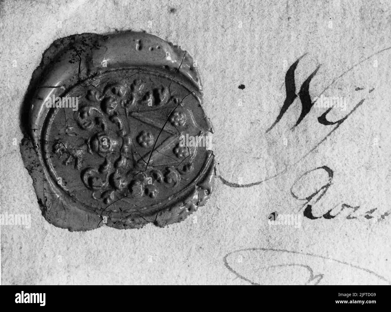 Cachet von B.J. Brousson über die 4 Ecken dieses Willens Stockfoto