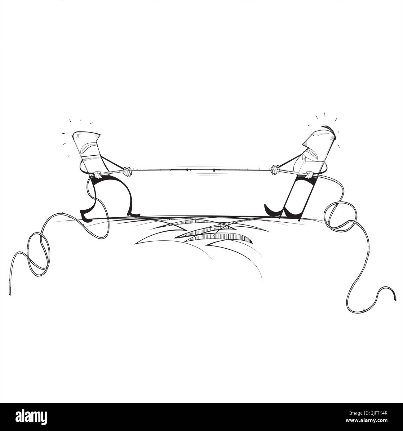 Zwei Männer, die ein Tauziehen an einem Seil hatten Stock Vektor