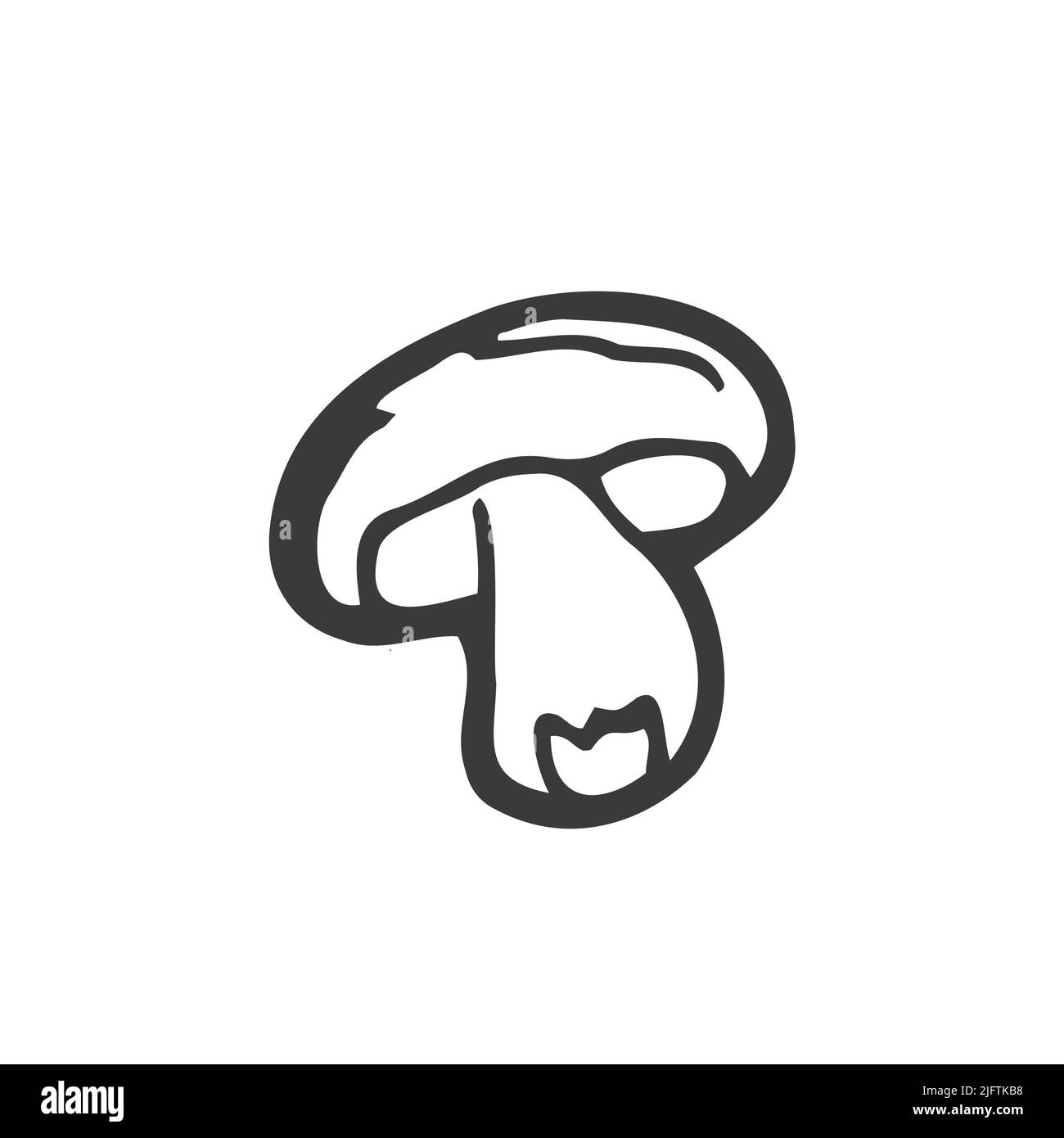 Vektorgrafik. Cartoon-Skizze von Pilz. Handgezeichneter Doodle aus essbaren Pilzen. Dekoration für Grußkarten, Poster Stock Vektor