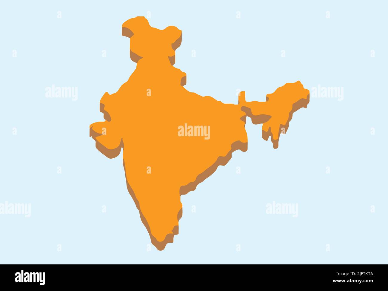 Indien 3D Minimal Illustration Karte Geographie Asien Nation Indische Welt Stock Vektor