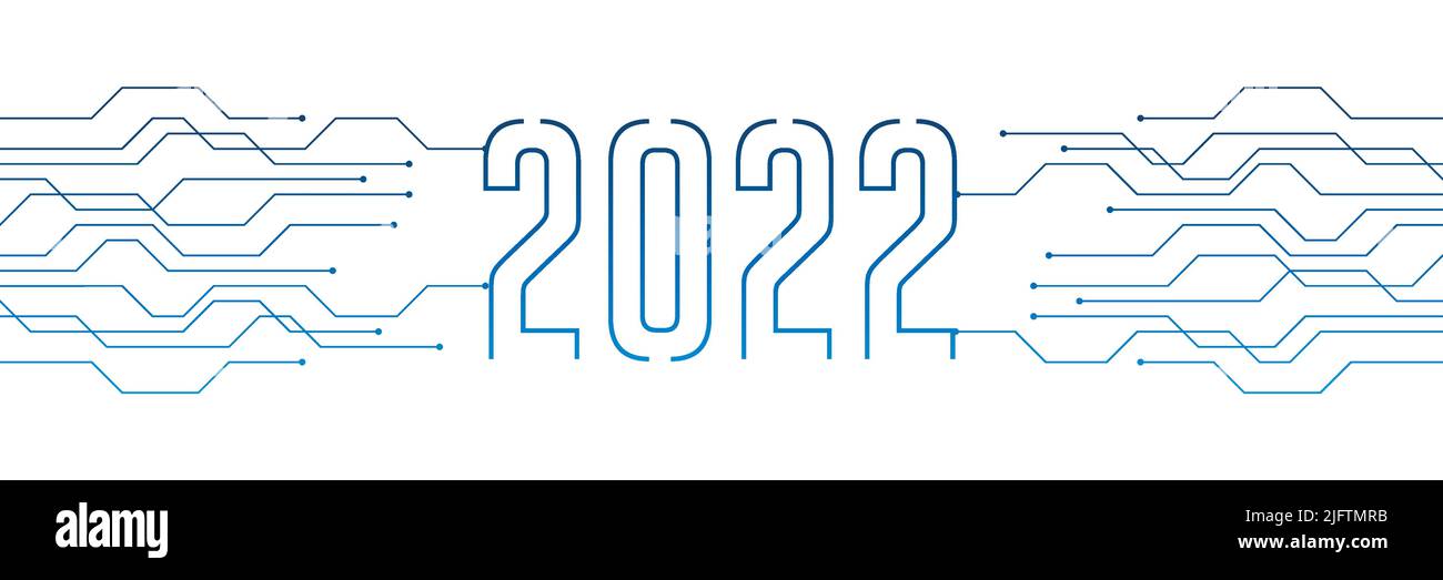 Leiterplattenelektronik Digitaltechnik Banner 2022 blau Stock Vektor