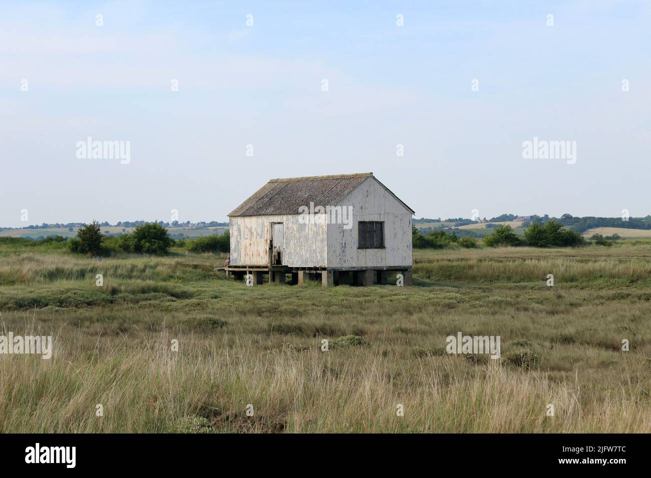 Verlassene Fischerhütte in der Nähe von Canewdon, Essex, Großbritannien Stockfoto