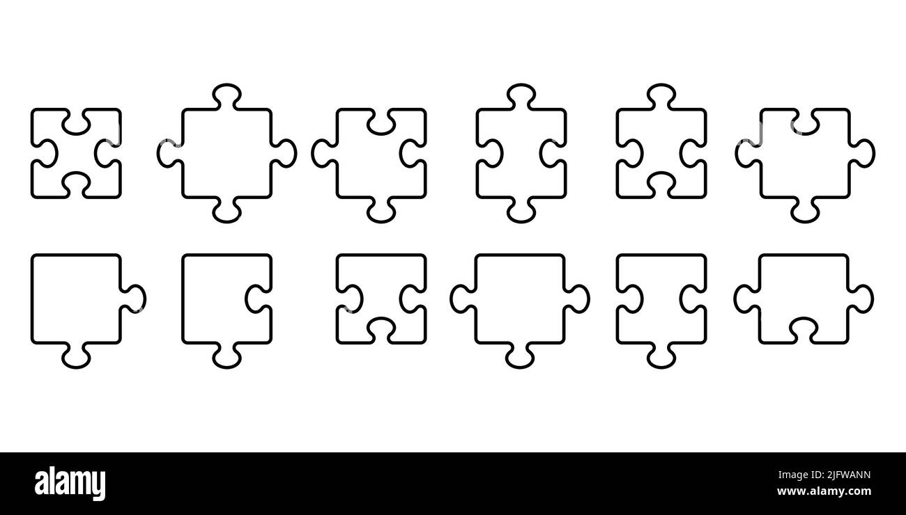Zeile anderes Puzzle-Symbol gesetzt Stock Vektor