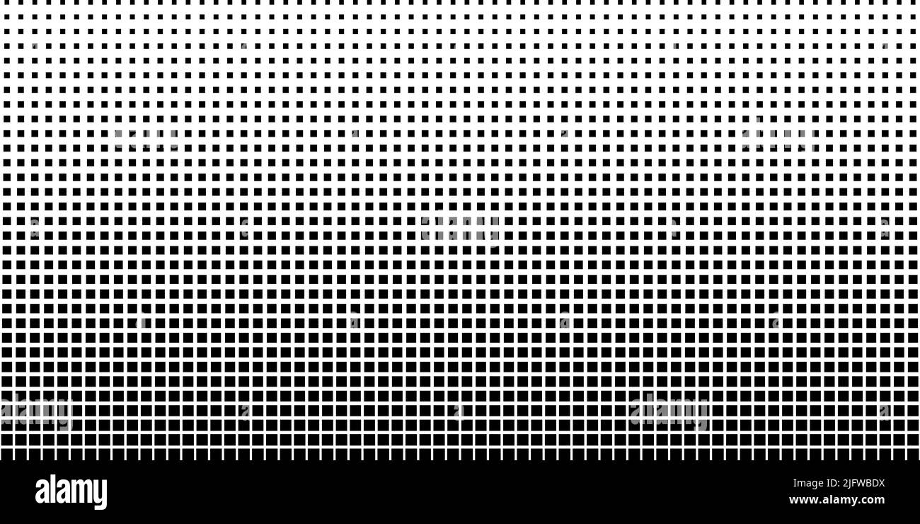 Quadratischer Halbton-Effekt-Hintergrund. Schwarz-weiße Farben Stock Vektor